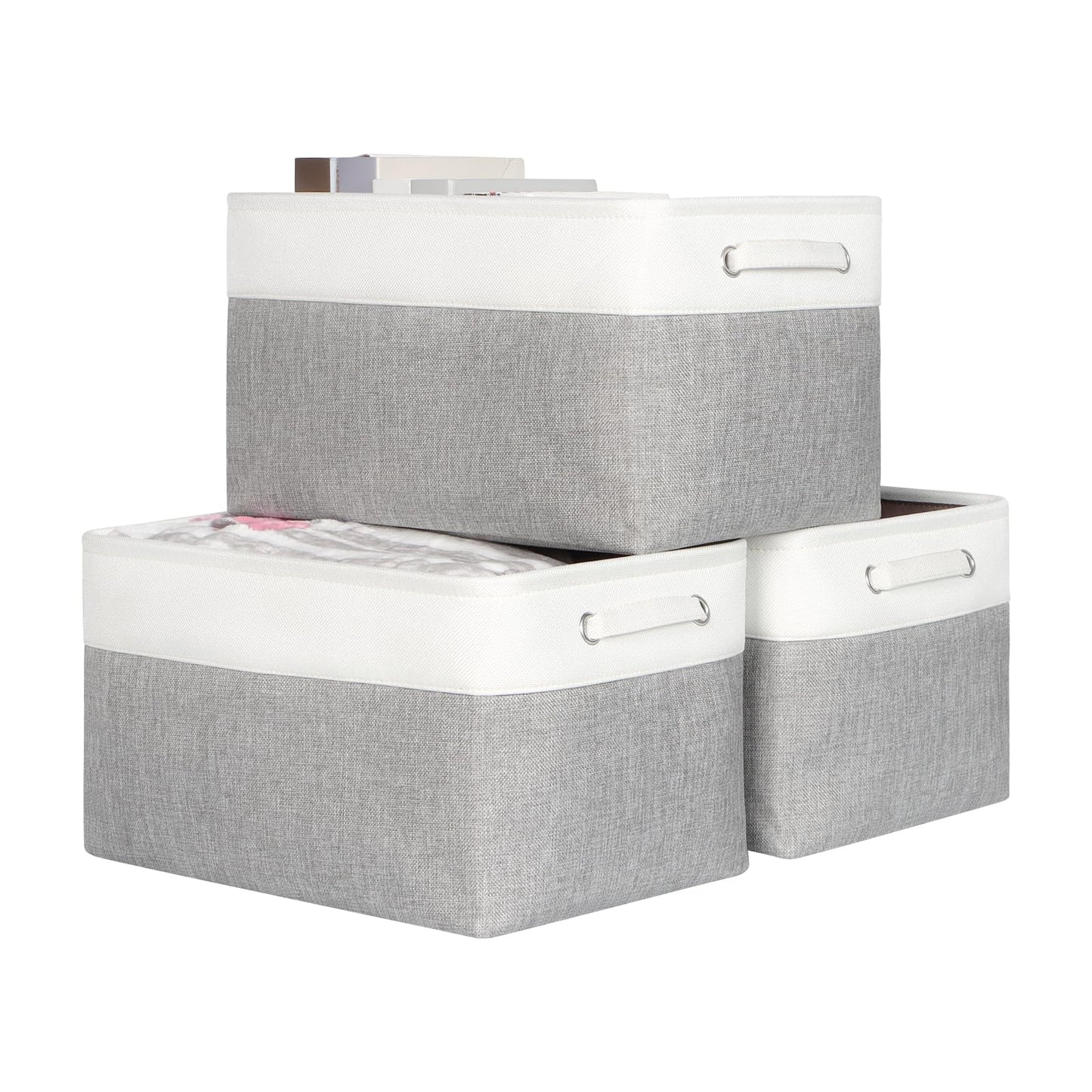 Fabric Storage Bins for Shelves, Rectangle Storage Basket, 3 Pack