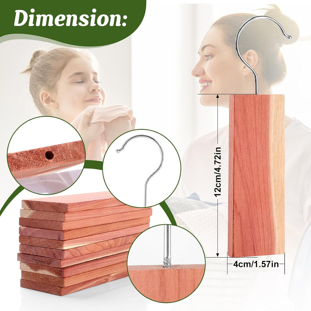 ESRICH Cedar Blocks for Clothes Storage, 15Pack with Metal Hooks