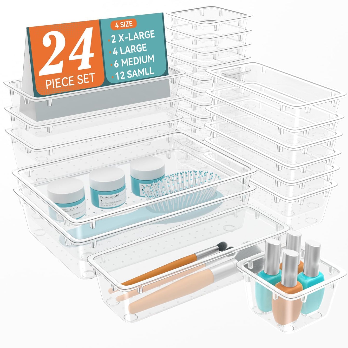 12 PCS Drawer Organizer Set, Makeup Organizers, Tool Storage Trays