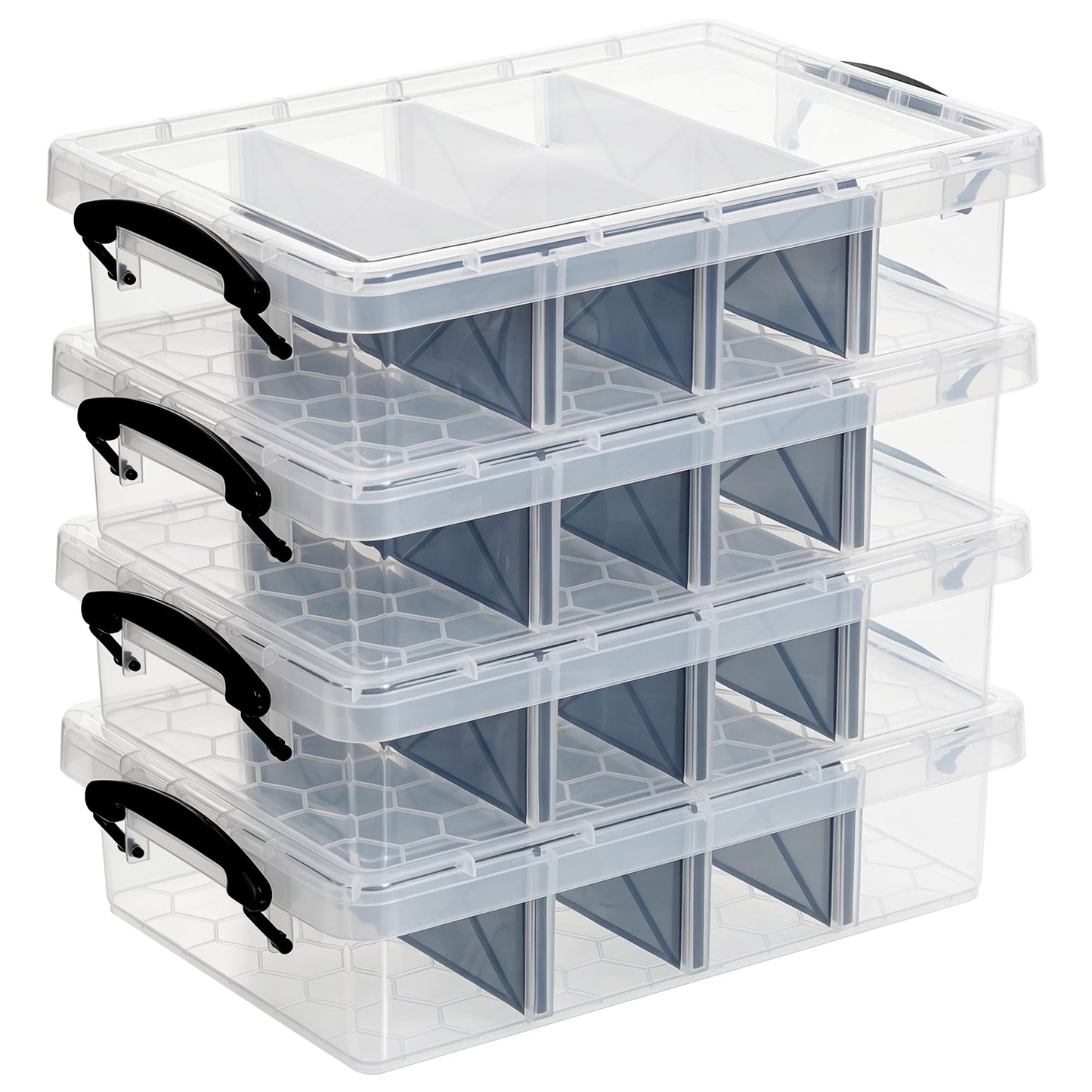 Citylife 3PC Storage Bins with Lids, Stackable Plastic Box, Paper Storage