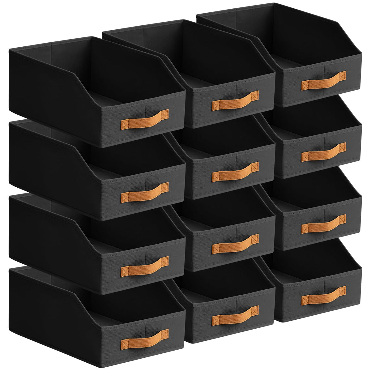 Homsorout Fabric Storage Bins for Organizing - 6 Pack Large Trapezoid Collapsible Storage Bins with Front Handle, Closet Organizers and Storage for Bedroom, Home Shelves, Small Spaces, Beige