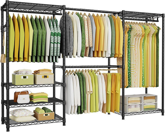 Ulif E1 Heavy Duty Closet Garment Rack, Easy to Assemble Wardrobe, Black