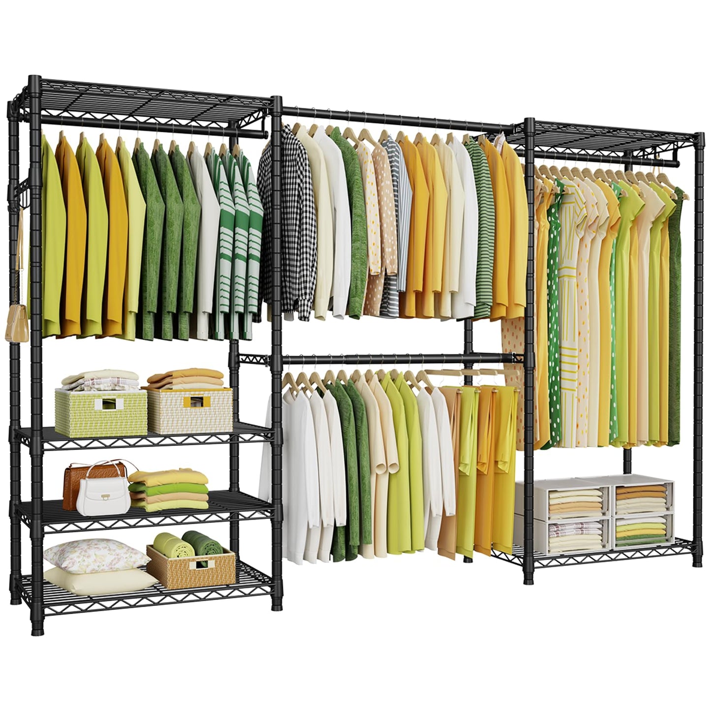 Ulif E1 Heavy Duty Closet Garment Rack, Easy to Assemble Wardrobe, Black