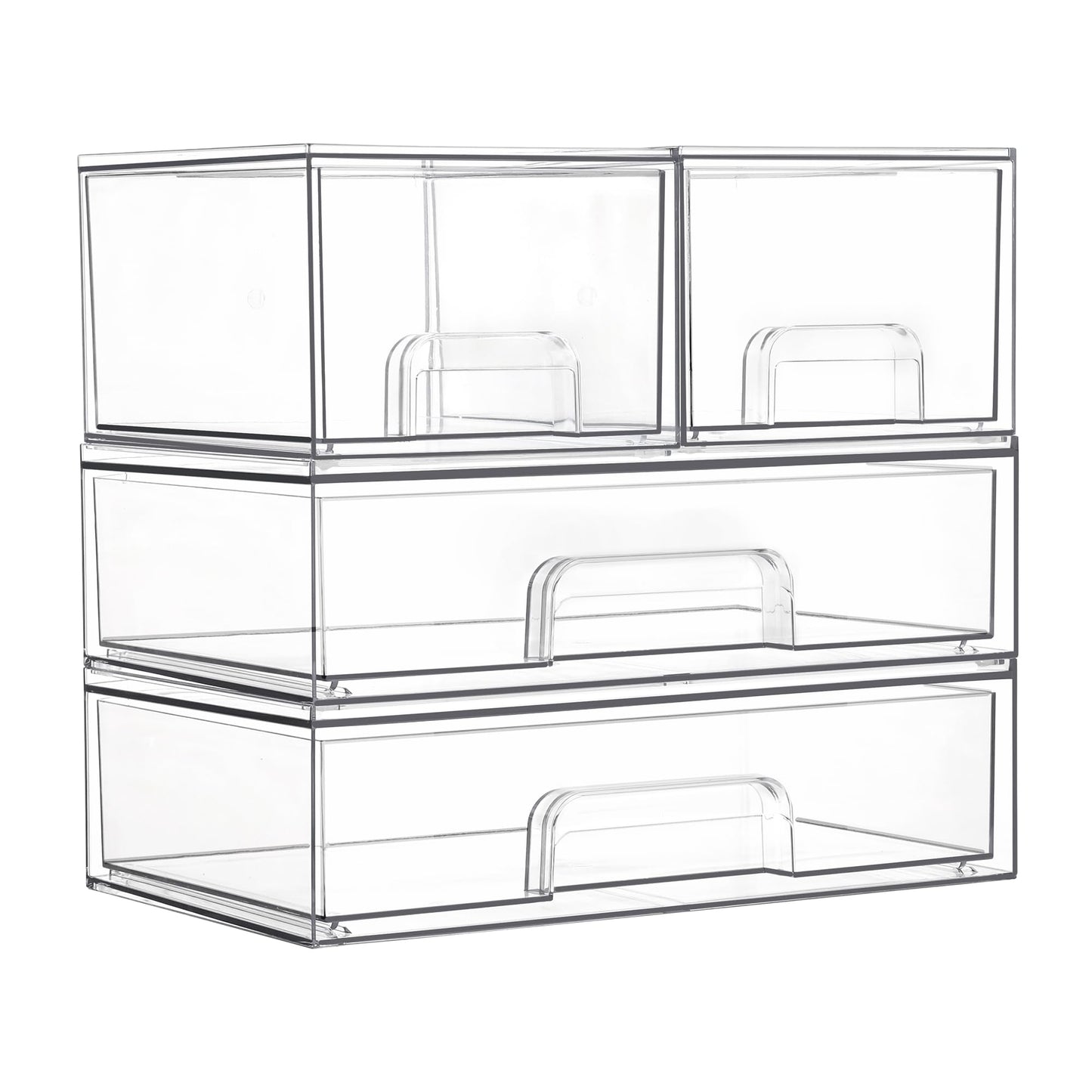 Vtopmart Clear Stackable Storage Drawers Set of 5, Plastic Organizer Bins