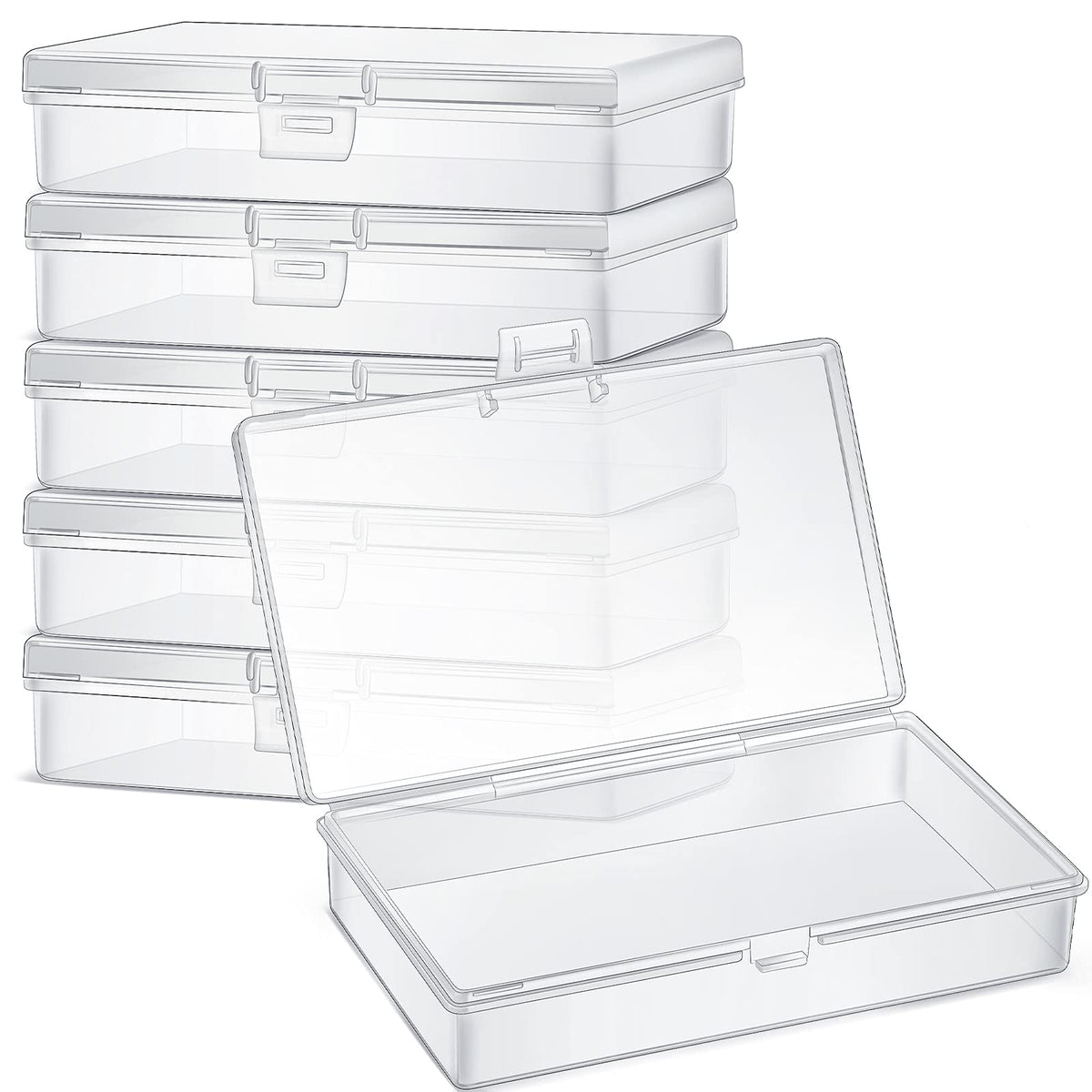 Jetec 6 Pieces Small Clear Plastic Storage Box, 3.3 x 2.1 x 1 Inch