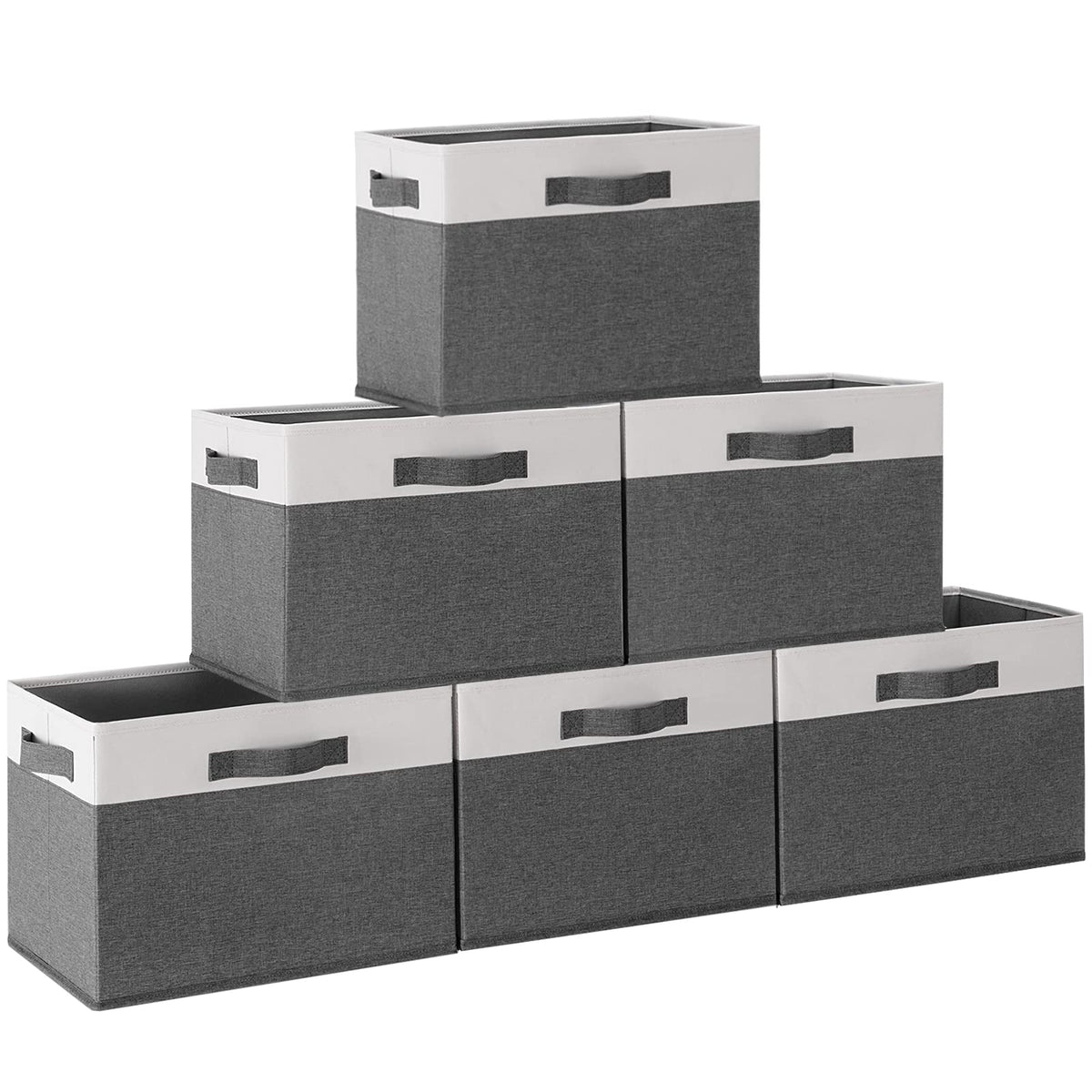 GhvyenntteS Large Fabric Storage Bins with 3 Handles, 15x11x9.6 Inch Storage Baskets for Shelves, Foldable Closet Storage Bins for Shelves, Closet Organizers and Storage Boxes 3 Pack