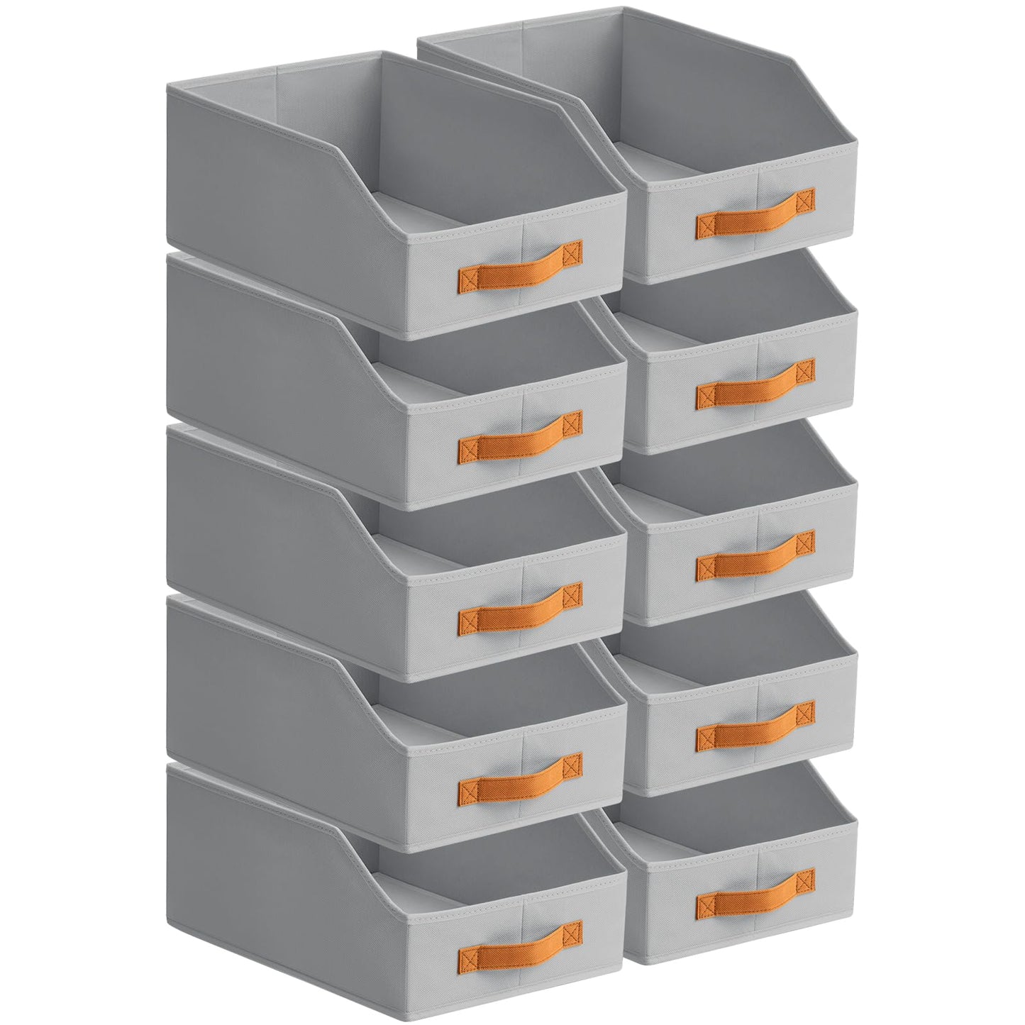 Homsorout Fabric Storage Bins for Organizing - 6 Pack Large Trapezoid Collapsible Storage Bins with Front Handle, Closet Organizers and Storage for Bedroom, Home Shelves, Small Spaces, Beige