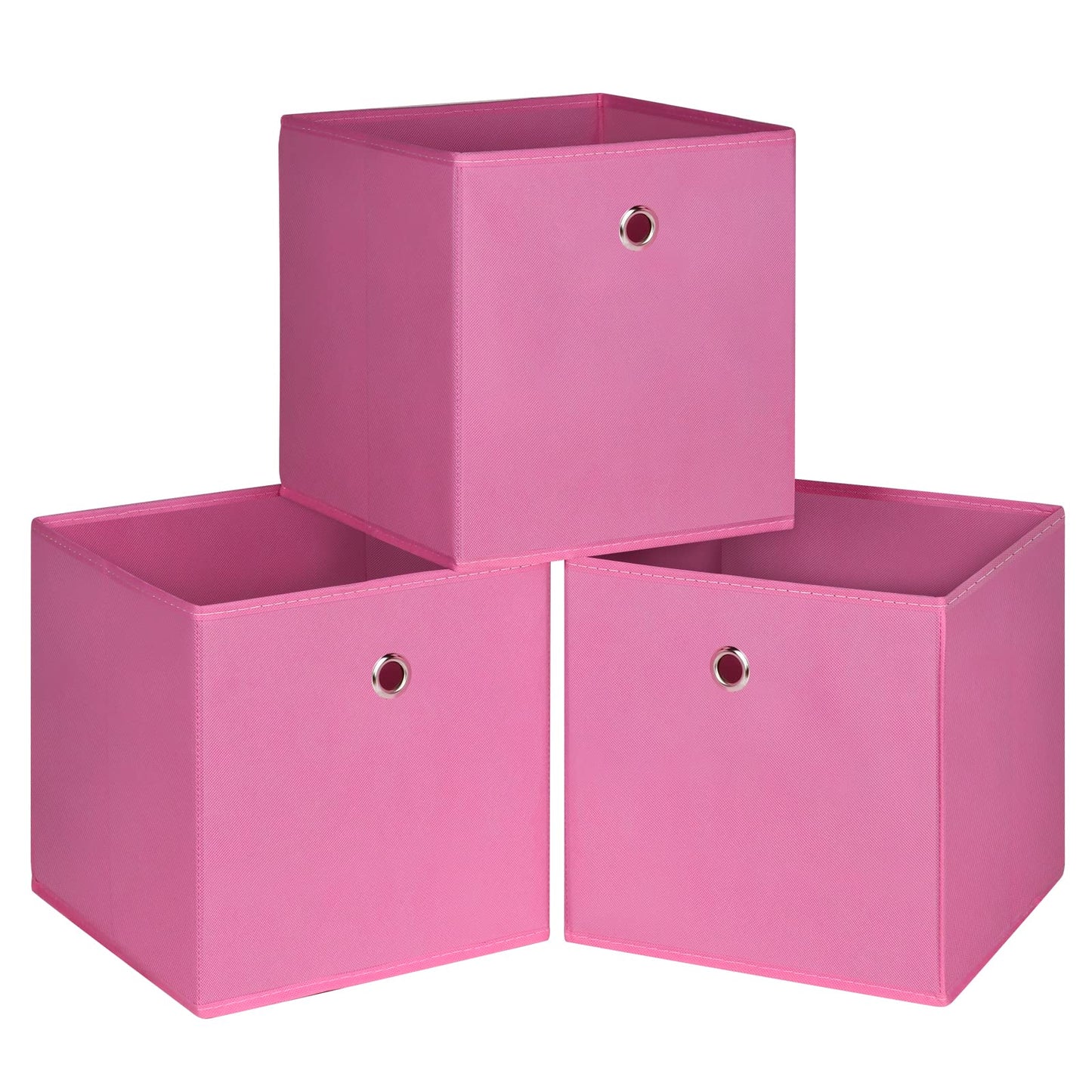 Black Foldable Storage Cubes Bins ,11 Inch Cloth Storage Cube Fabric Storage Box Cubes Organizer Baskets with Handles for Home Organizer Set of 3 (Black)