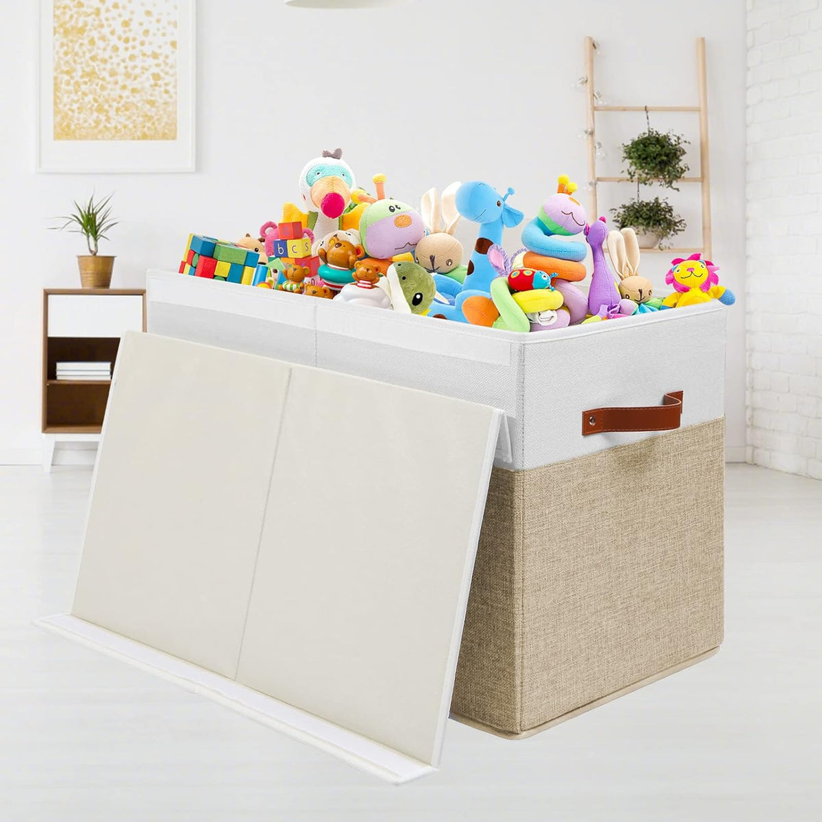 Large Toy Storage Box with Lid, Toy Chest Bin Boxes Basket with Dividers