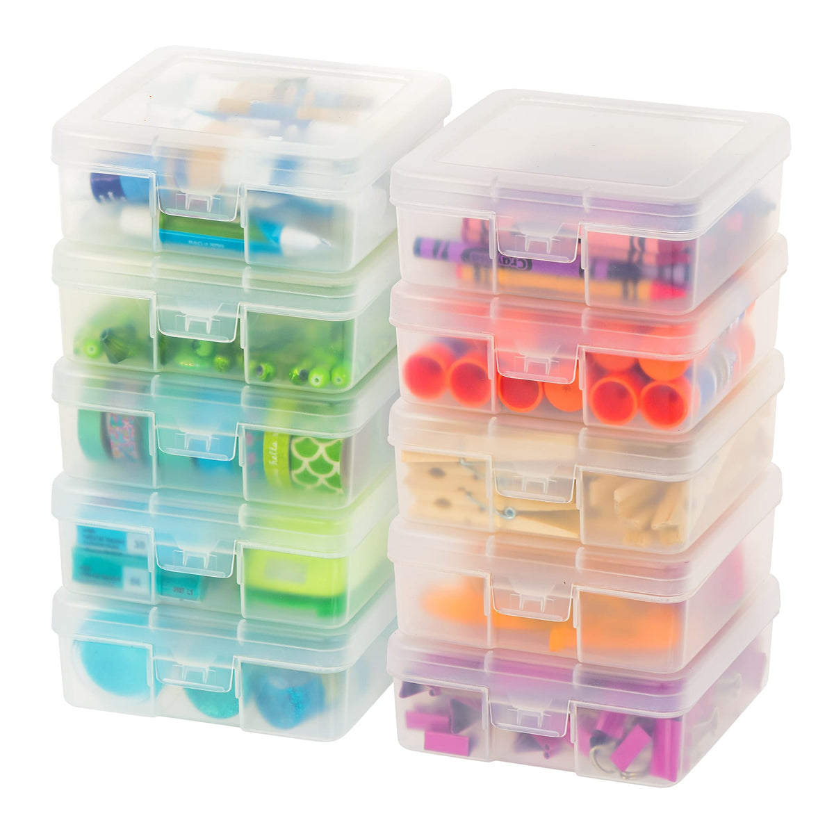 IRIS USA Clear Cases |Made in USA| Plastic Box Organizers (18-Pack)- Small