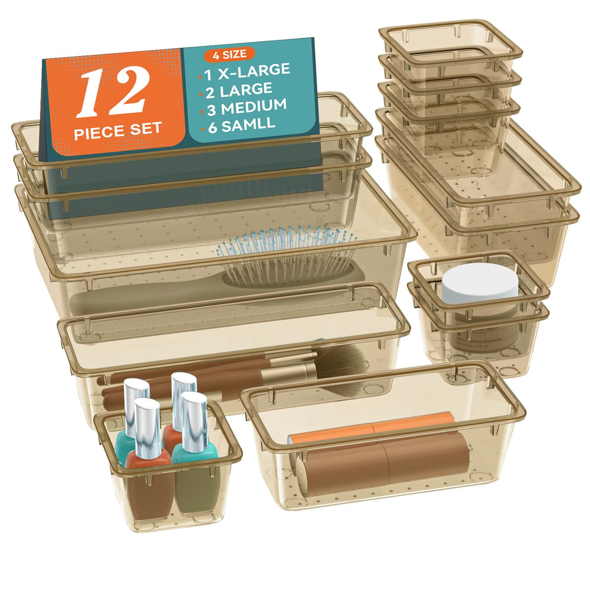 12 PCS Drawer Organizer Set, Makeup Organizers, Tool Storage Trays