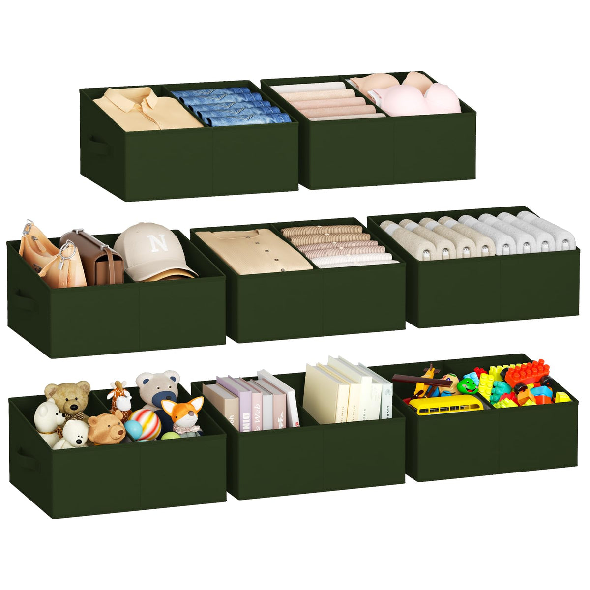 DIMJ Closet Storage Bins - Fabric Storage Baskets for Shelves, Collapsible Closet Organizers and Storage with Handles, Trapezoid Shelf Organization Storage Cubes for Purse, Toys, Books, Towel, Socks