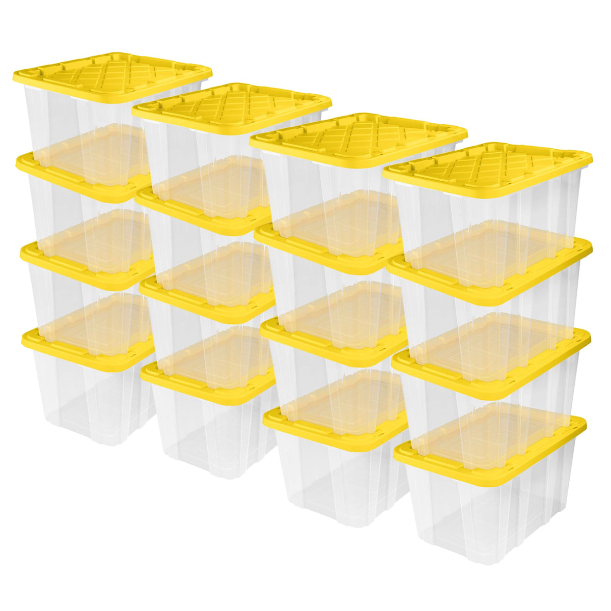 Sterilite Industrial Storage Tote with Lids for Garage, 27 Gallon, 4-Pack