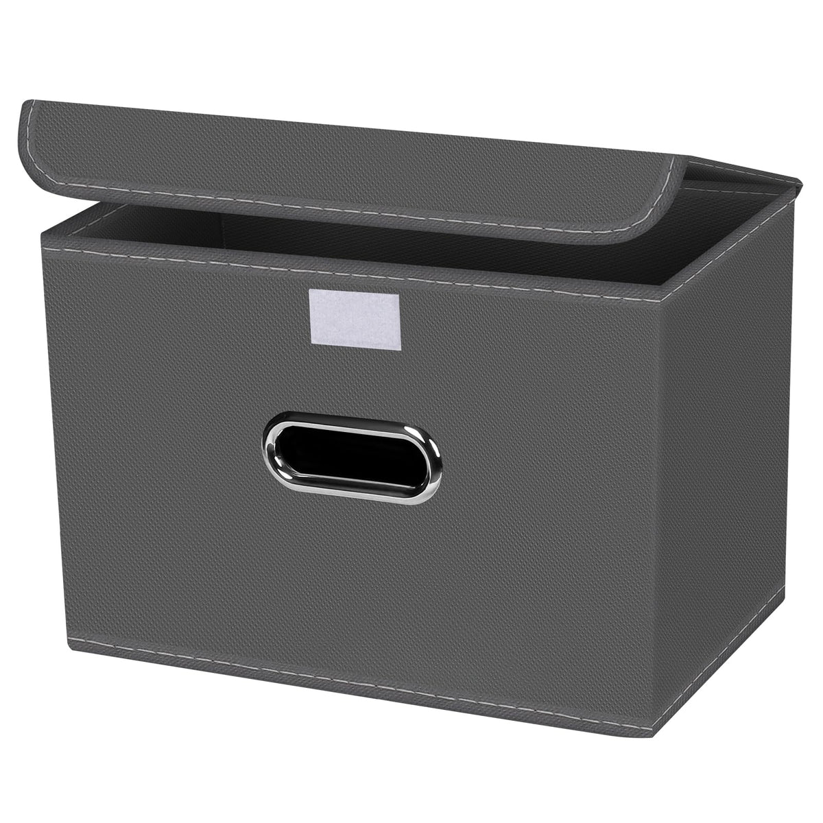 Linen Fabric Foldable Collapsible Storage Cube Bin Organizer Basket Fabric Storage Bins with Lid, Leather Handles, Removable Divider for Home, Closet,Navy Blue 3Pcs