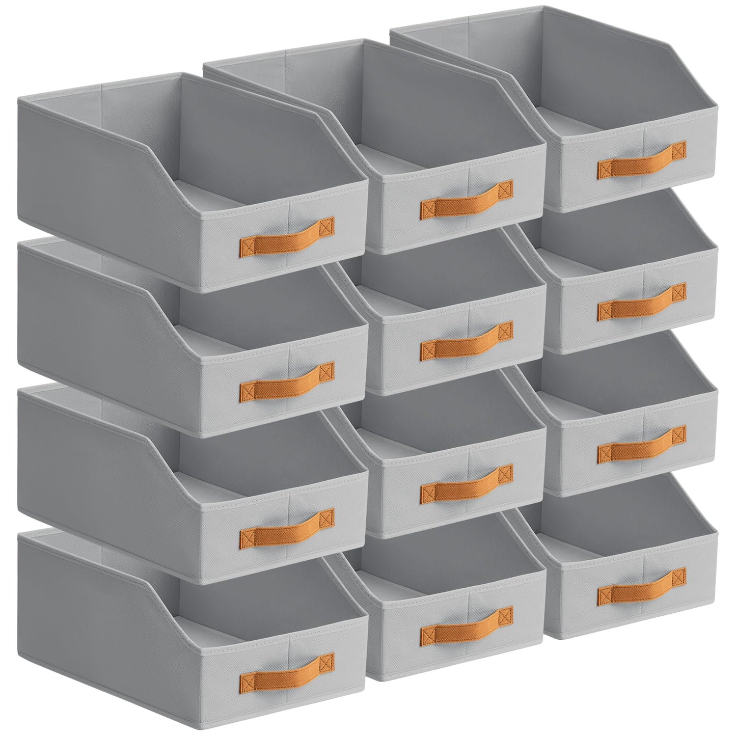 Homsorout Fabric Storage Bins for Organizing - 6 Pack Large Trapezoid Collapsible Storage Bins with Front Handle, Closet Organizers and Storage for Bedroom, Home Shelves, Small Spaces, Beige