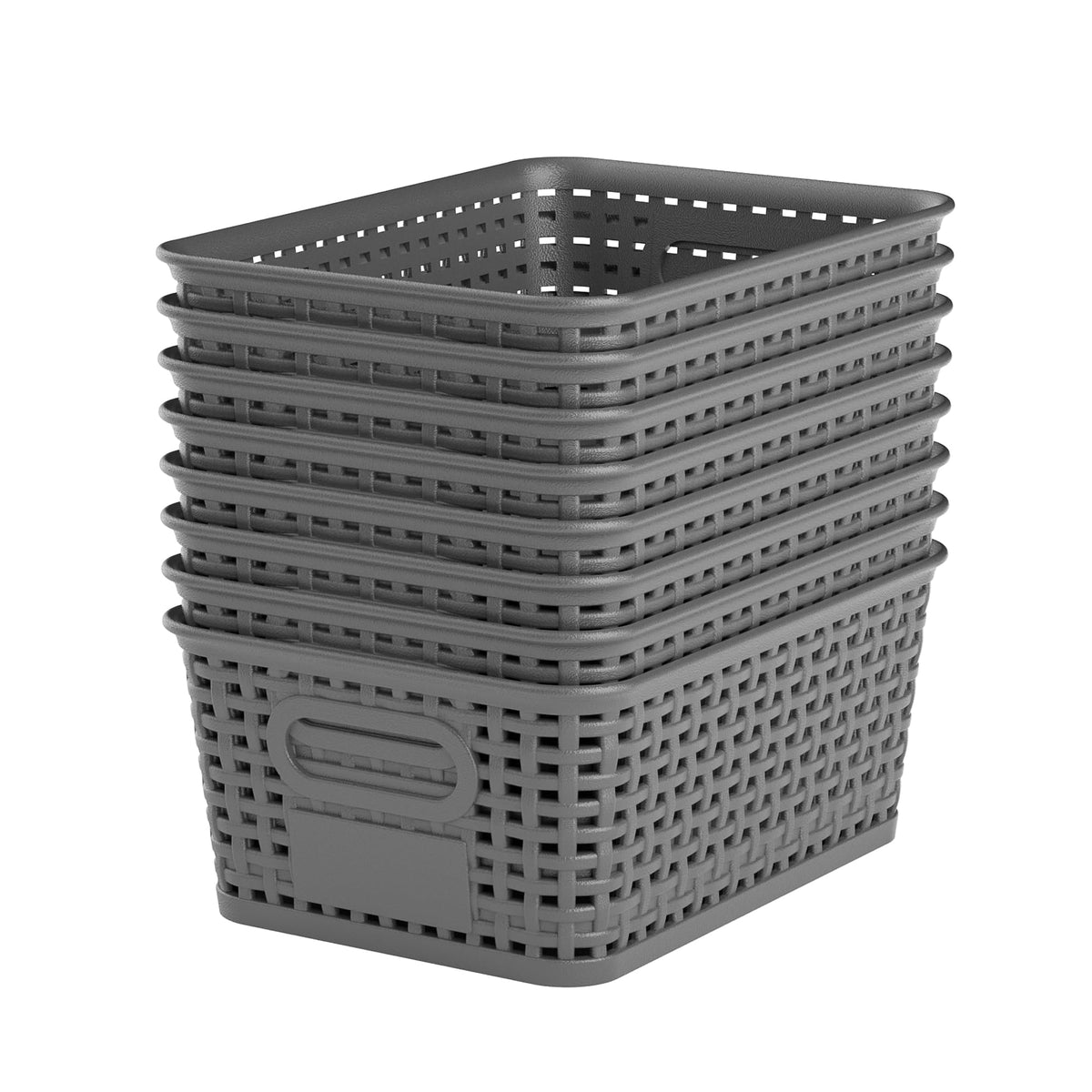 6 Pack Plastic Storage Baskets with Lid,White Stackable Bins