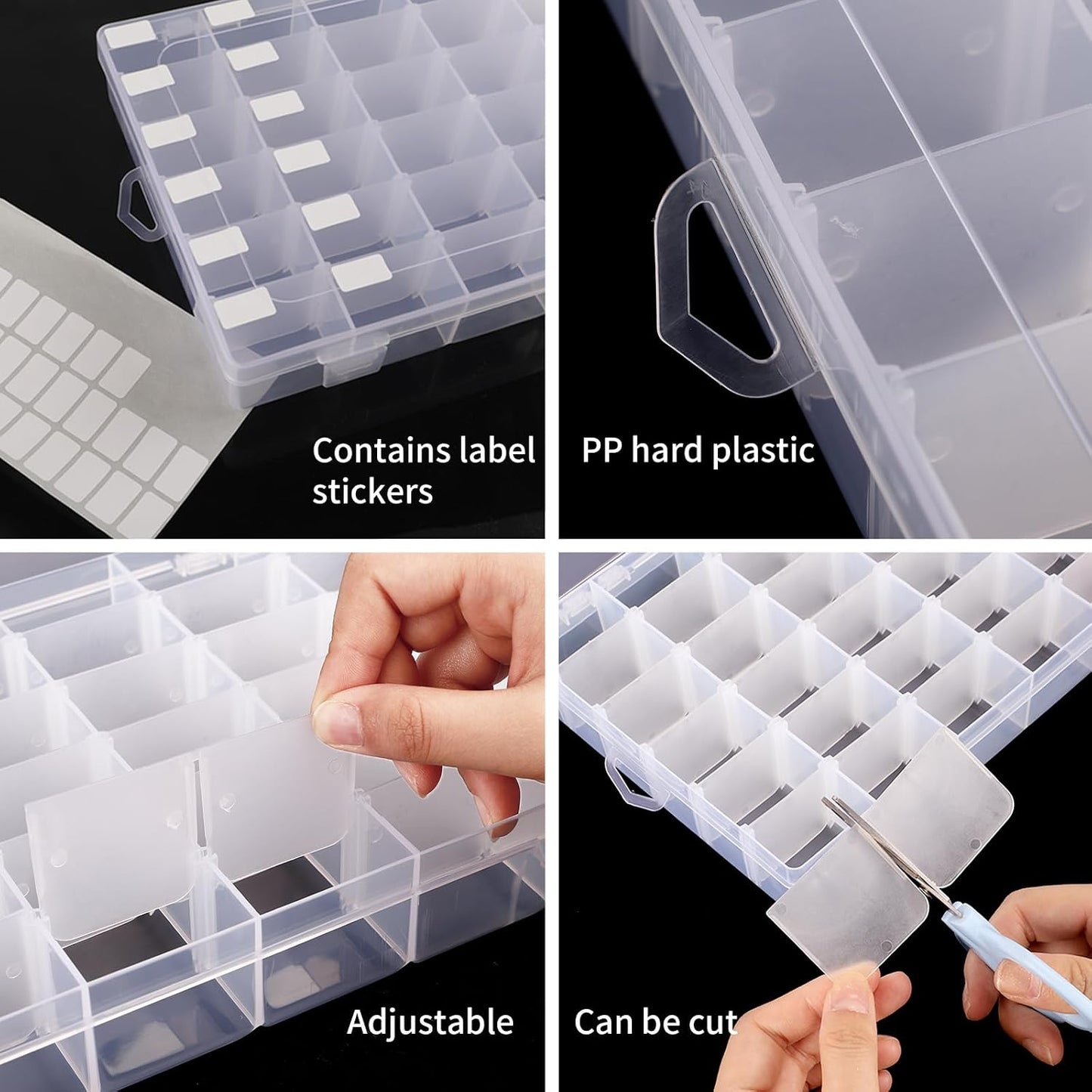 Bead Organizer Storage 2 Pack 36 Grid Jewelry Tackle Craft Box Adjustable