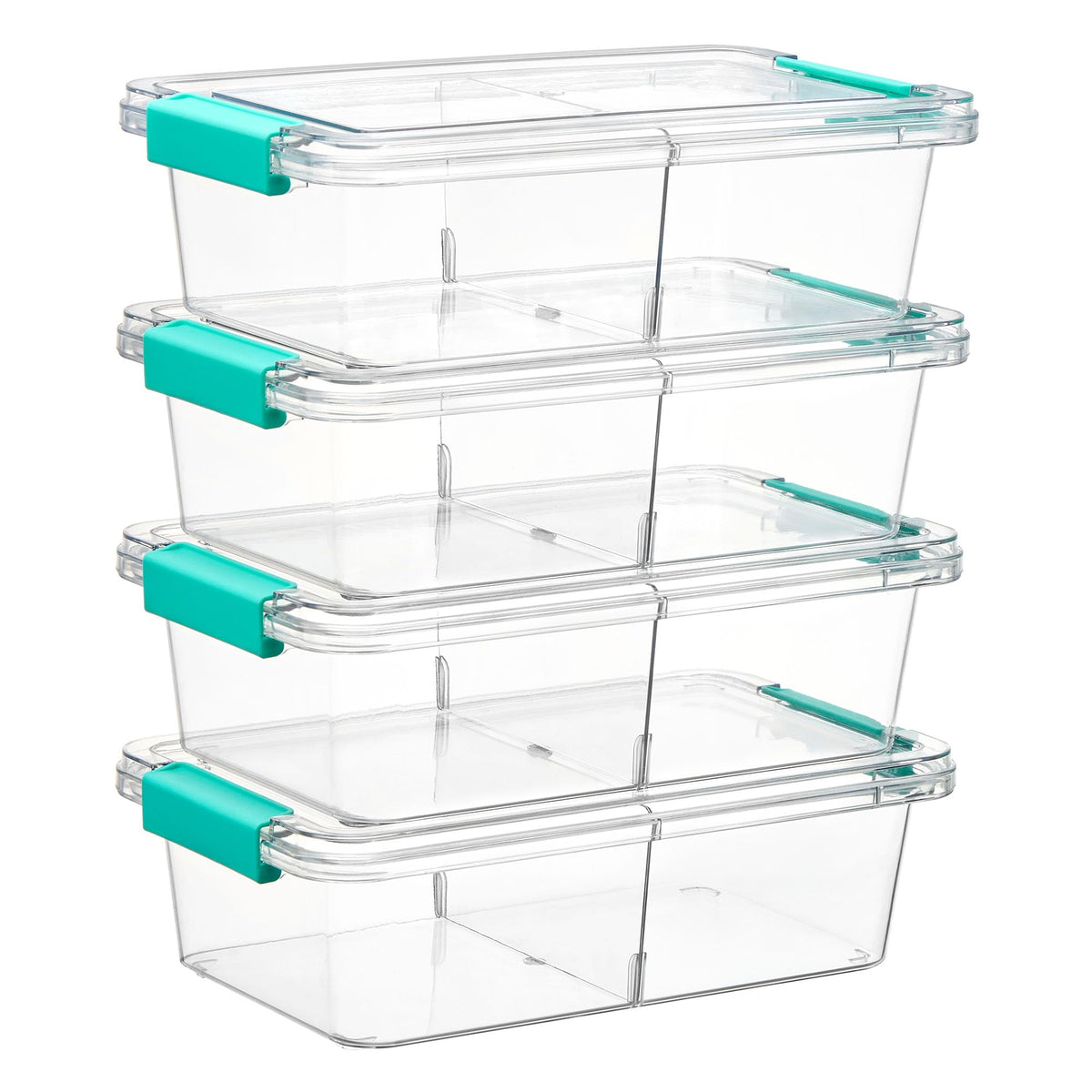 Vtopmart 4 Pack 6 Qt Plastic Storage Bins with Lids, Clear Sensory Bins