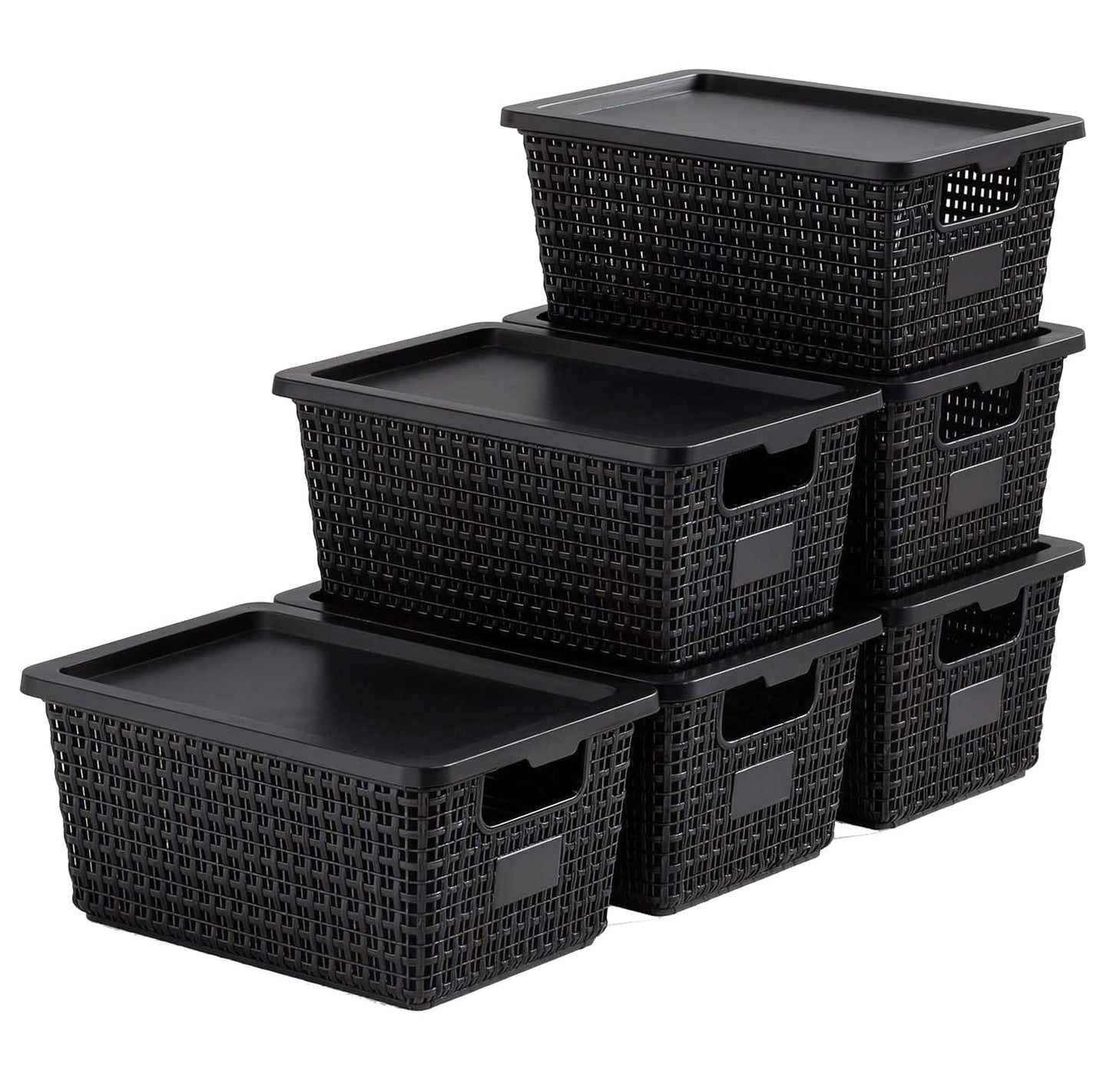 EOENVIVS Set of 6 Baskets For Organizing, Plastic Storage Bins and Small Basket for Organization and Storage Shelves Drawers Desktop Closet Playroom Classroom Office, Black