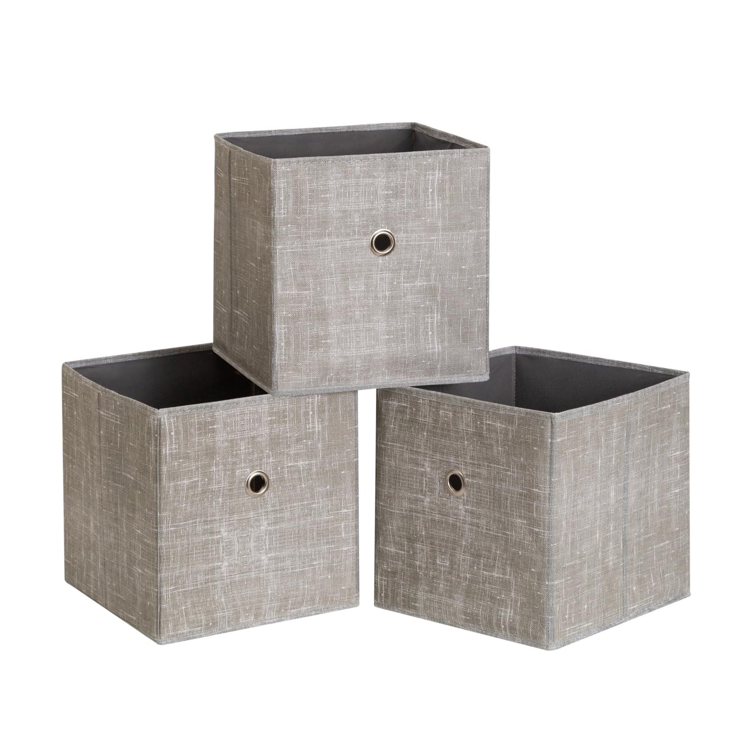 Black Foldable Storage Cubes Bins ,11 Inch Cloth Storage Cube Fabric Storage Box Cubes Organizer Baskets with Handles for Home Organizer Set of 3 (Black)
