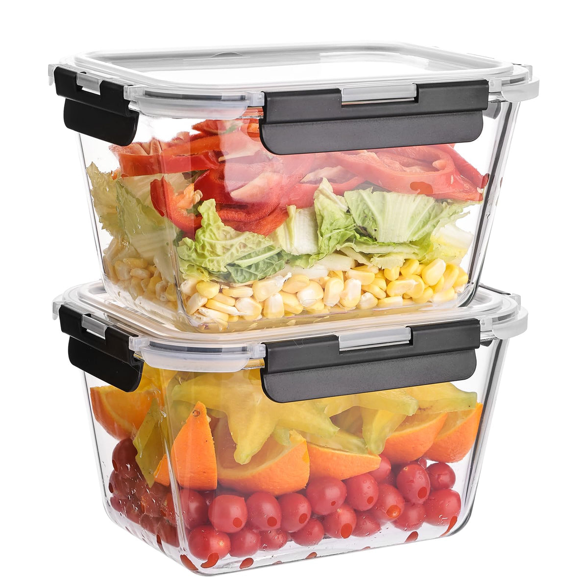 Liuruiyu Glass Food Storage Containers with Lids, 8 Pack Meal Prep Containers, Airtight Bento Boxes with Leak Proof Locking for Microwave, Oven, Freezer and Dishwasher, BPA Free（5oz to 36oz）
