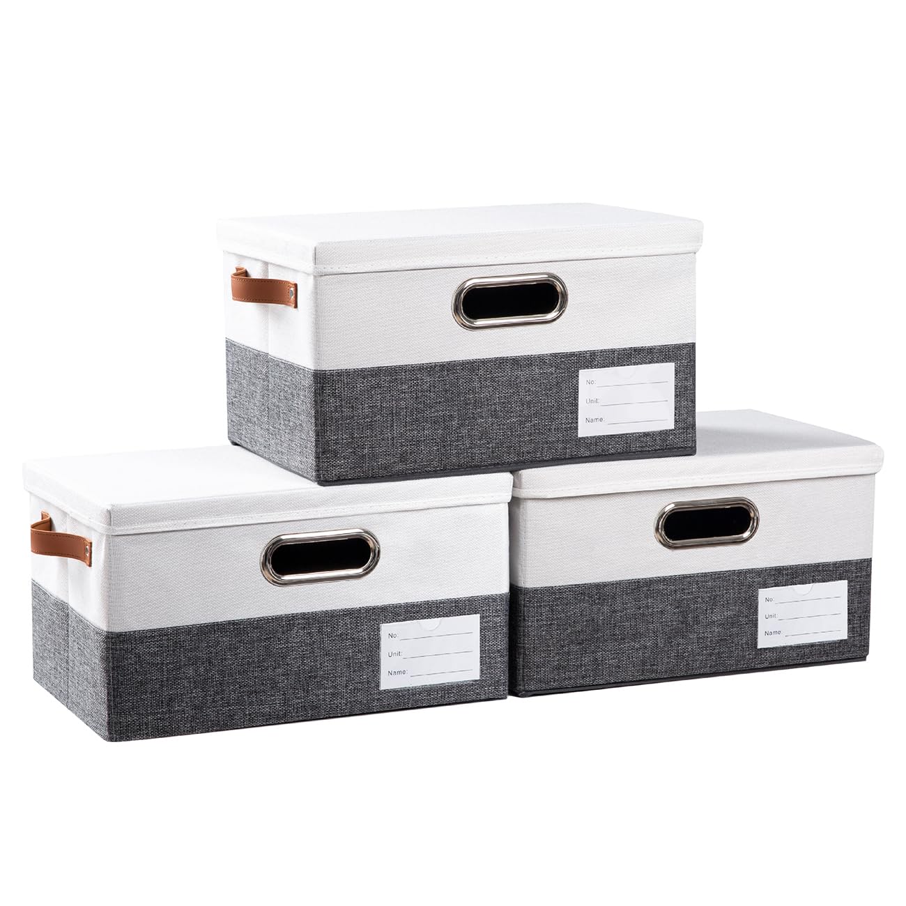 PRANDOM Large Collapsible Storage Bins with Lids [3-Pack] Jute Fabric Foldable Storage Boxes Organizer Containers Baskets Cube with Cover for Home Bedroom Closet Office Nursery (17.7x11.8x11.8)