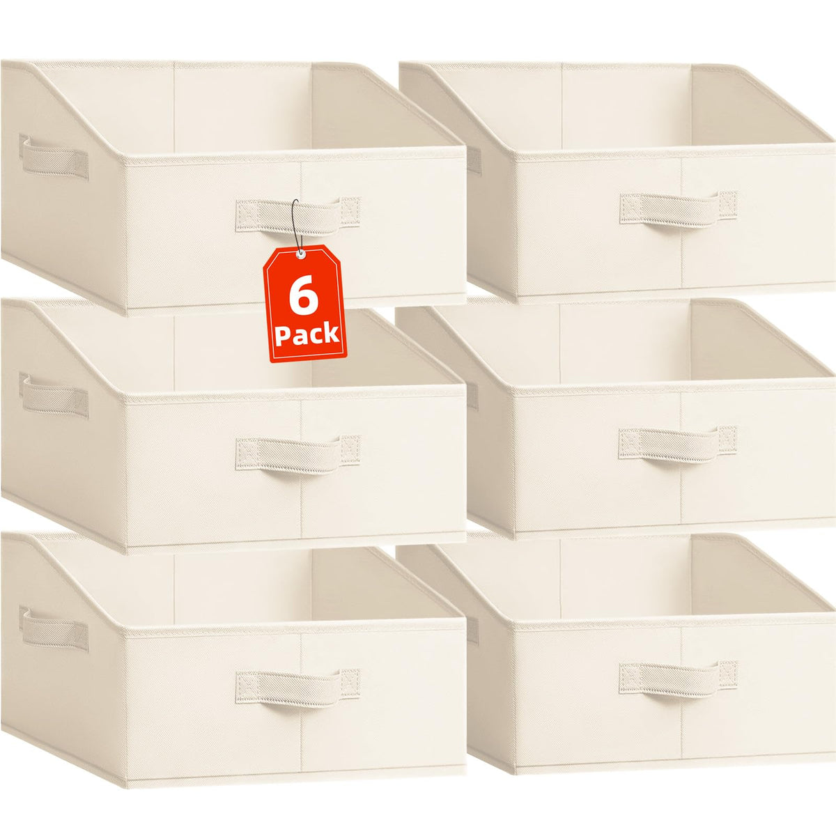 Criusia Closet Organizers Bins 6 Pack - Large Closet Shelf Organizer with Handles - Fabric Trapezoid Home Organization and Storage Baskets for Organizing Clothes Toy Blanket Towel Purse Hats