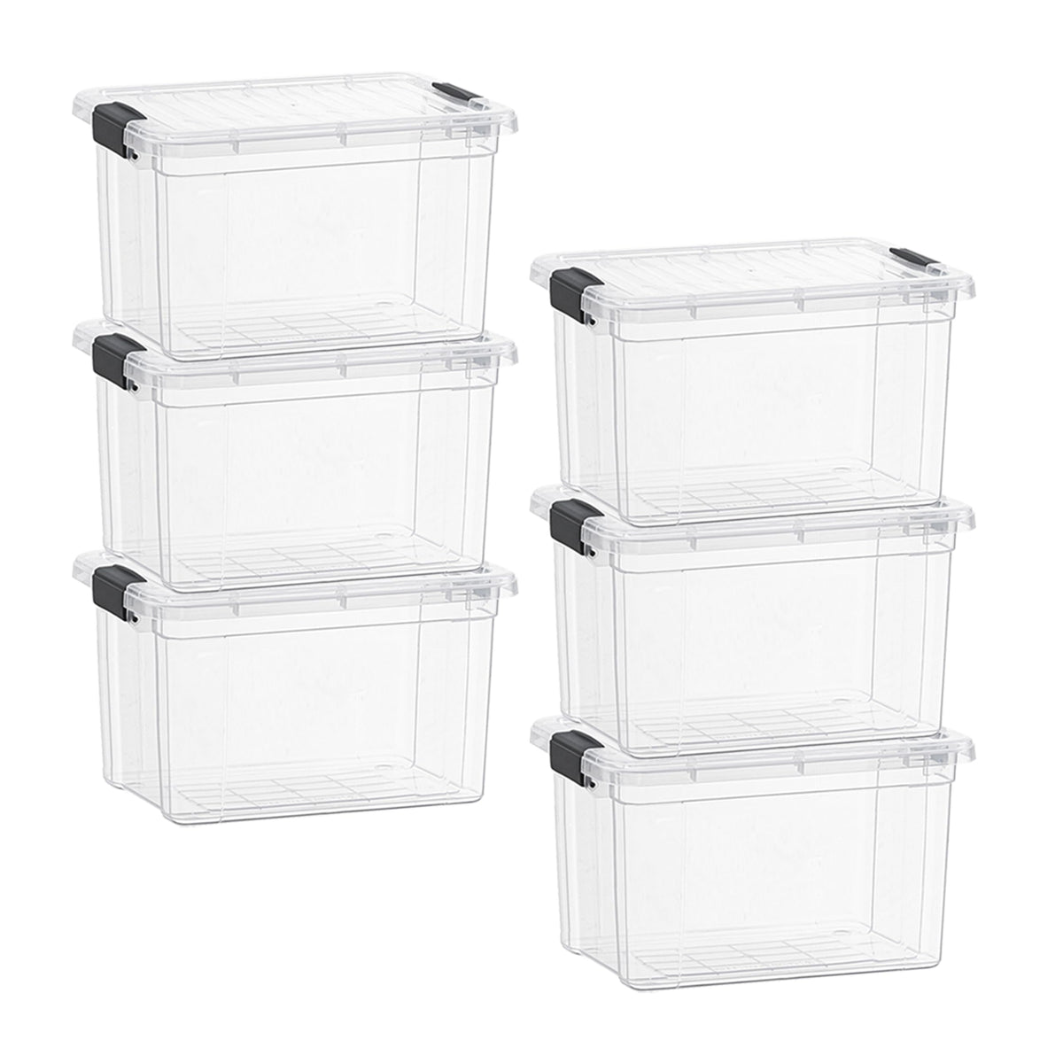 Superio Clear Plastic Storage Bins with Lid, 4.5 Quart Box, Organizing Containers, Stackable Plastic Tote for Home, Garage, Dorm, School, and Office