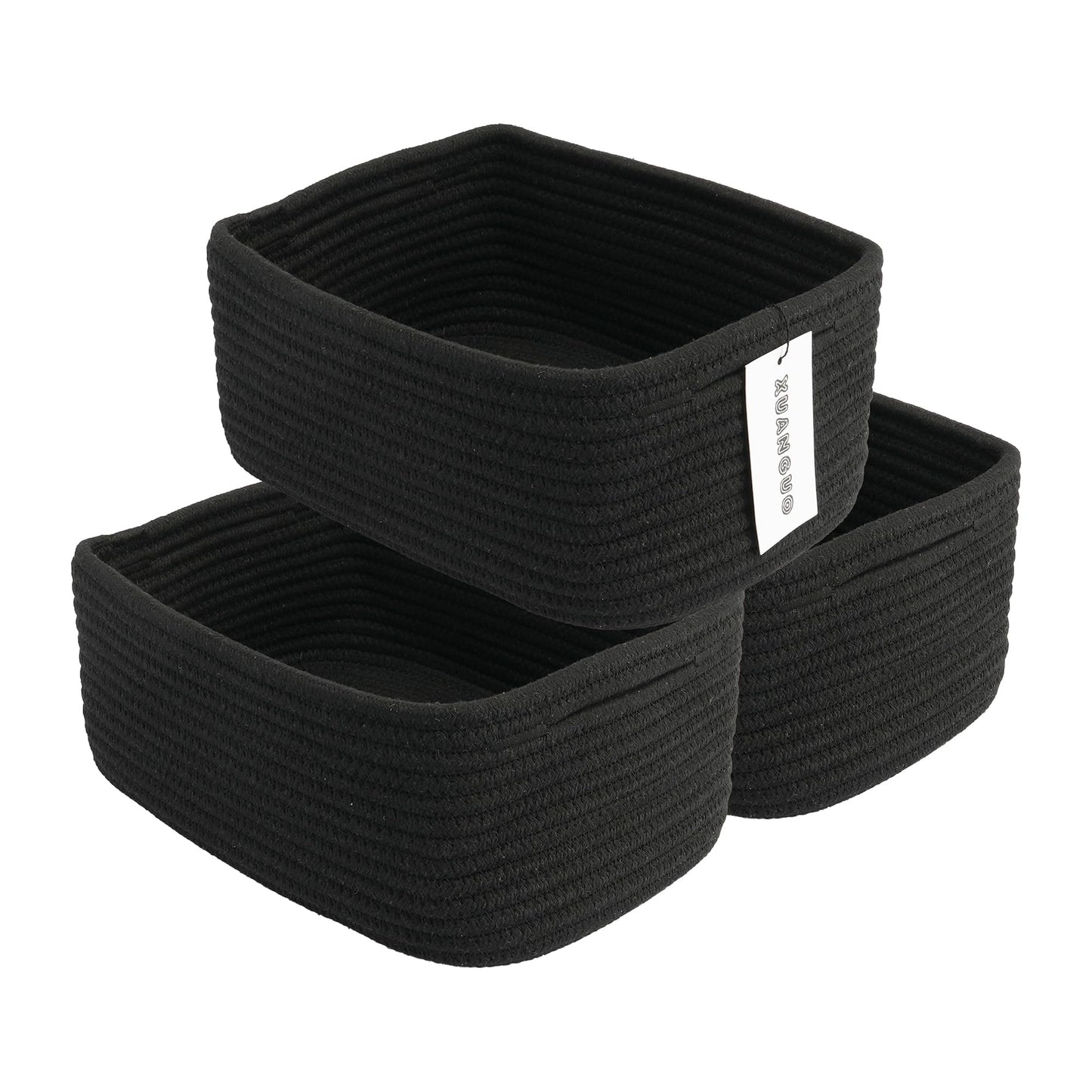 XUANGUO Small Woven Storage Baskets for Shelves, 12" x 8" x 5", Pink