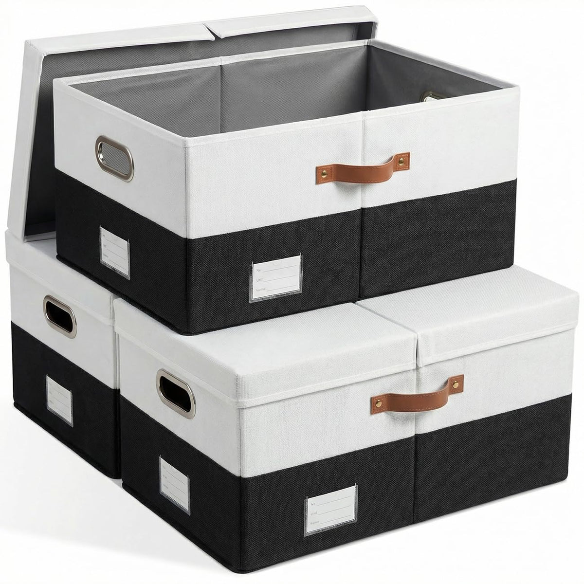PRANDOM Large Collapsible Storage Bins with Lids [3-Pack] Linen/Cotton Blend Foldable Storage Boxes Organizer Containers Baskets Cube with Cover for Home Bedroom Closet Office Nursery(17.7x11.8x11.8)