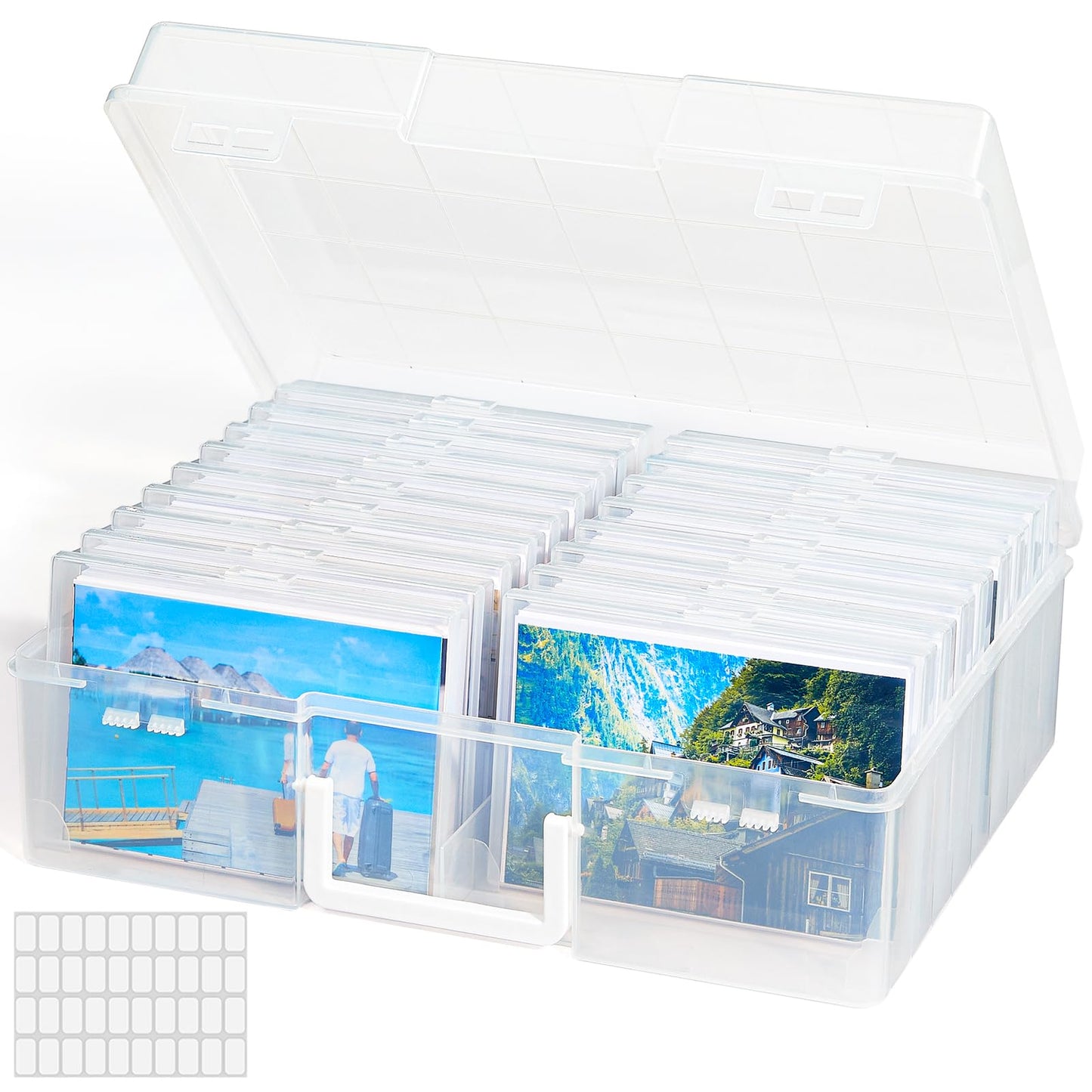 Lifewit 16 Pcs Photo Storage Box for 4"x 6" Pictures, Acid-Free, Clear