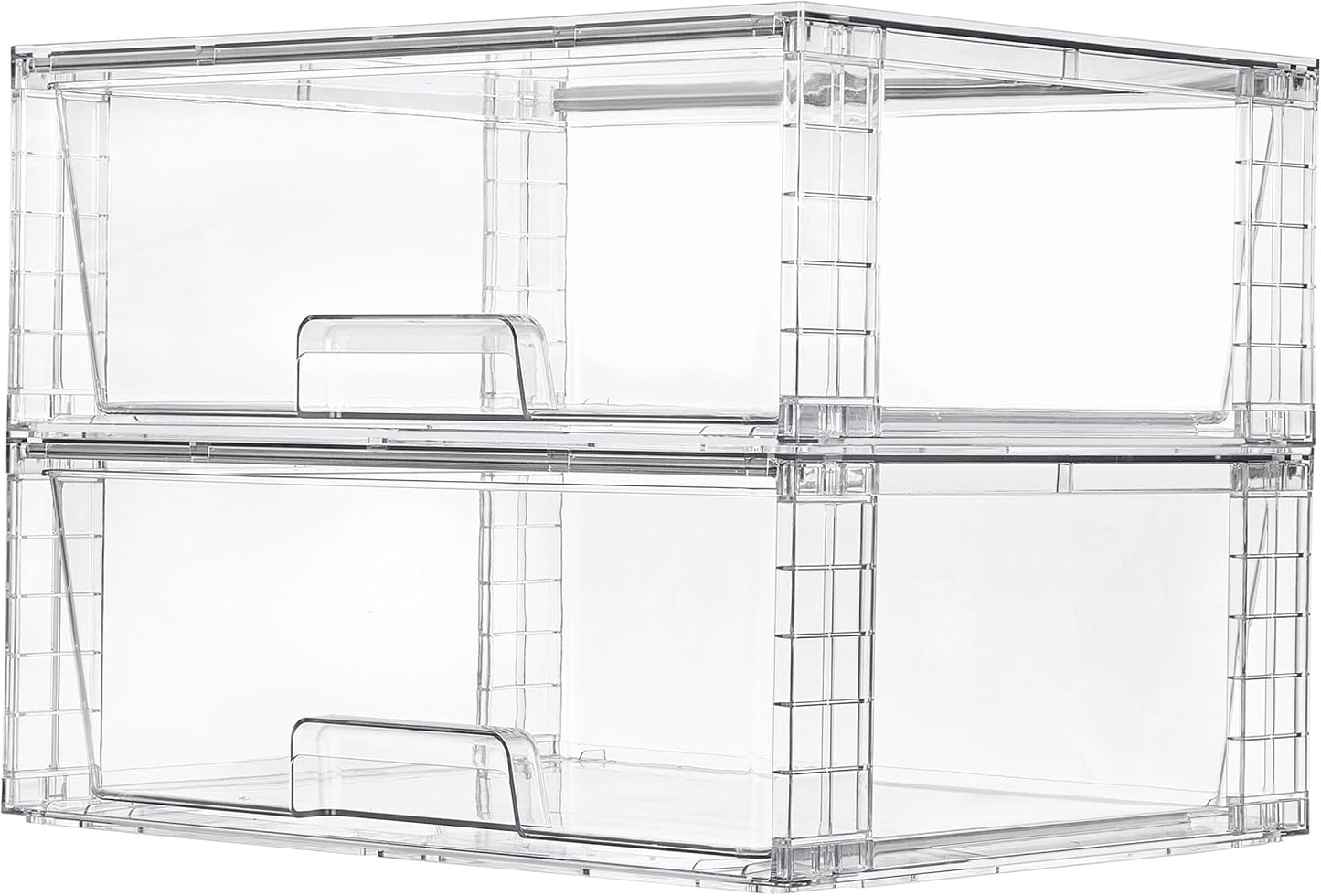 Vtopmart 2 Pack Large Clear Stackable Storage Drawers for Closet, Pantry