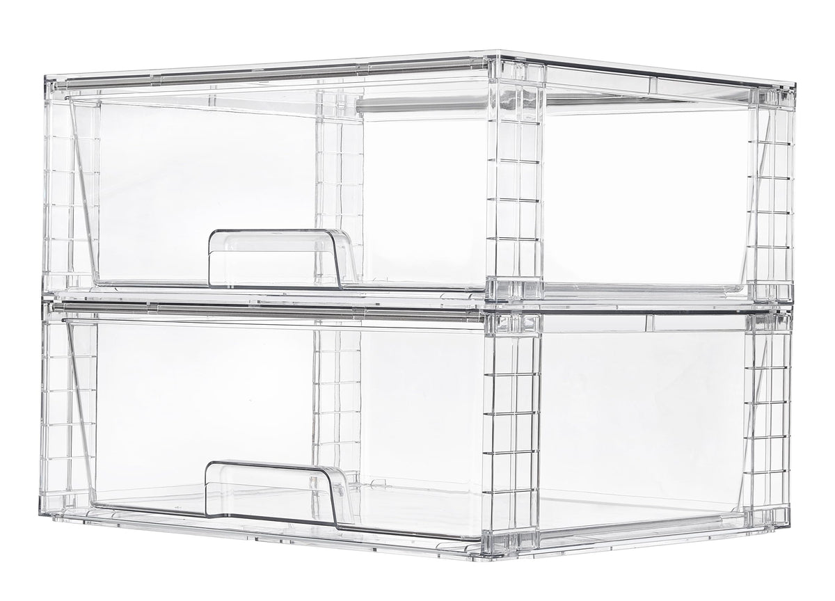 Vtopmart 2 Pack Large Clear Stackable Storage Drawers for Closet, Pantry