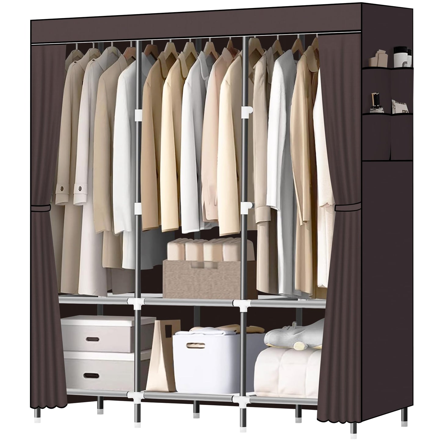 LOKEME Wardrobe Closet,Steel Pipe Diameter 19mm,Portable Closet for Bedroom