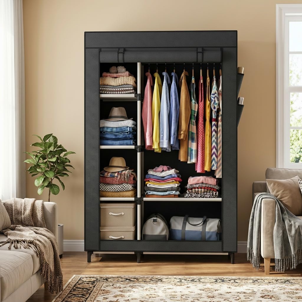 Calmootey Portable Closet Organizer, Space-Saving Storage System for Home