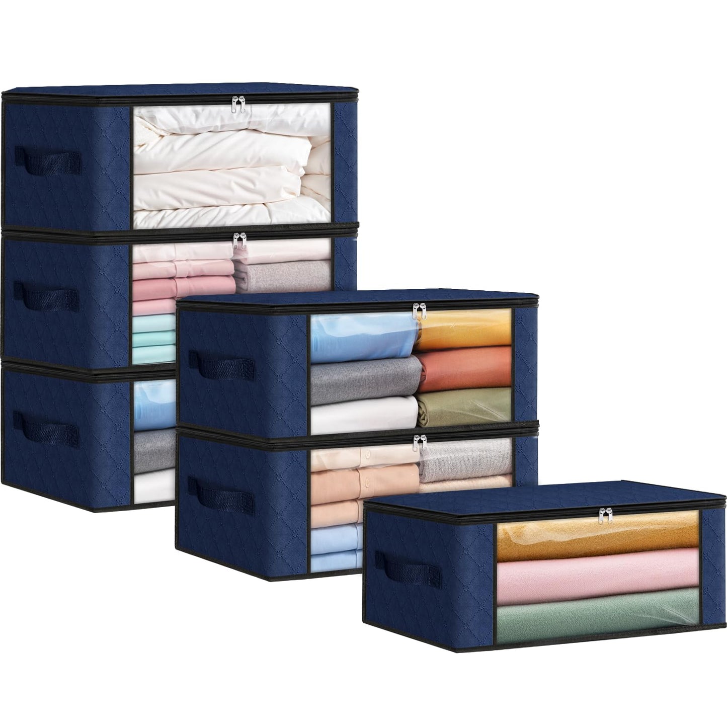 Fab totes 6 Pack Storage Bags for Clothes Blanket Storage Bins with Lids