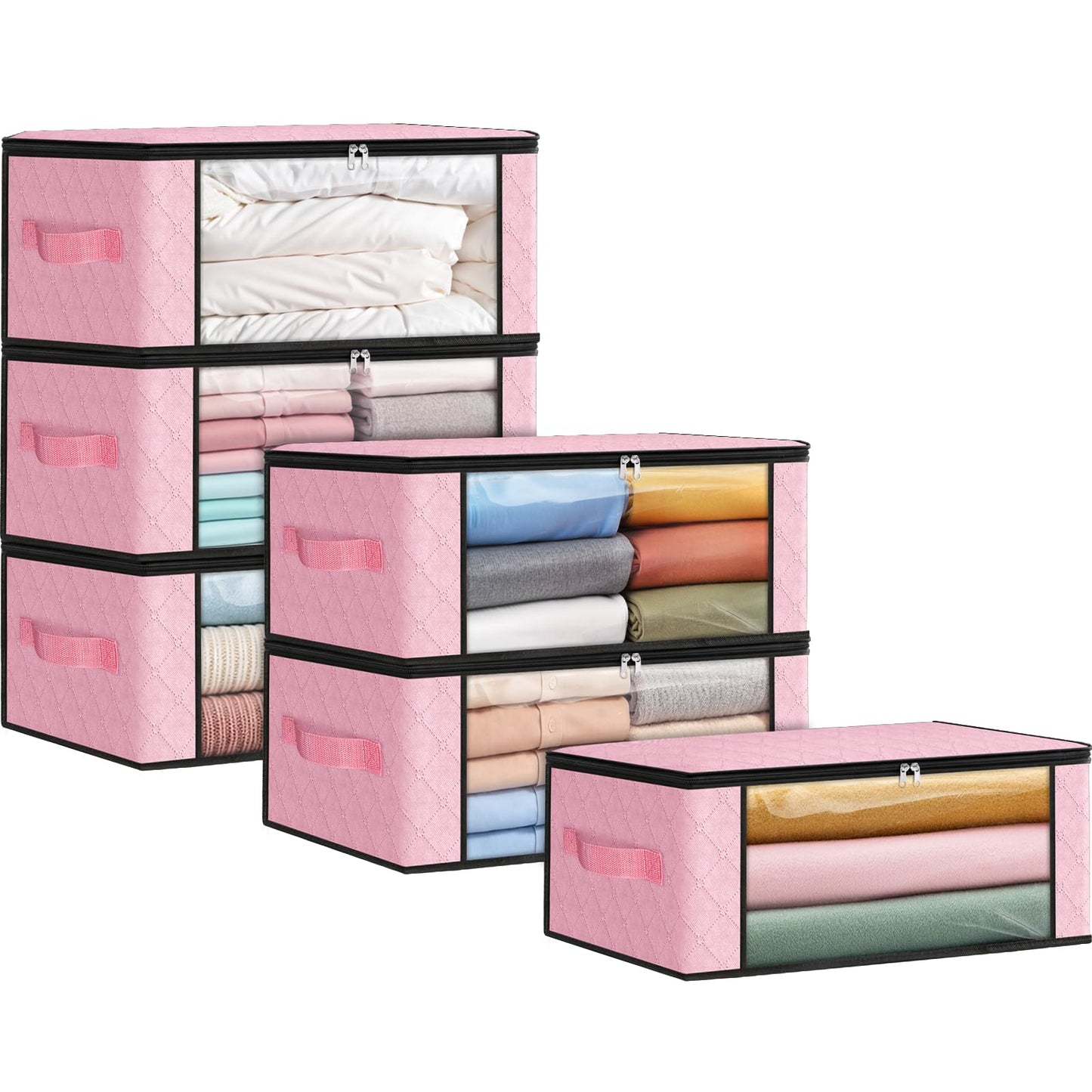 Fab totes 6 Pack Storage Bags for Clothes Blanket Storage Bins with Lids
