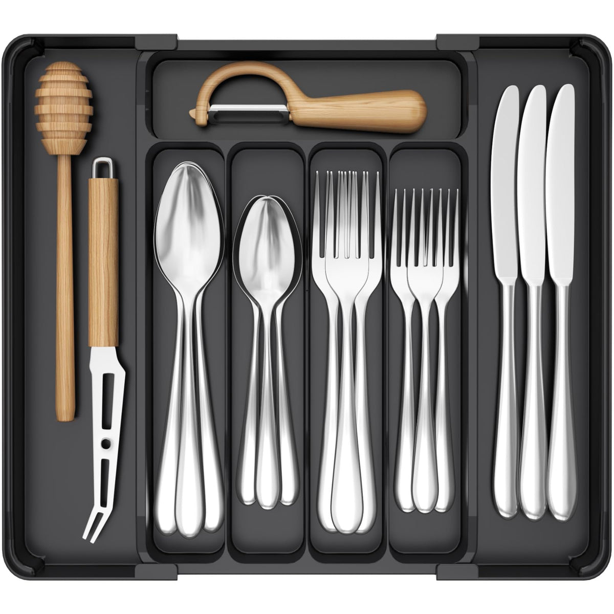 Lifewit Expandable Silverware Drawer Organizer, Kitchen Utensil Tray