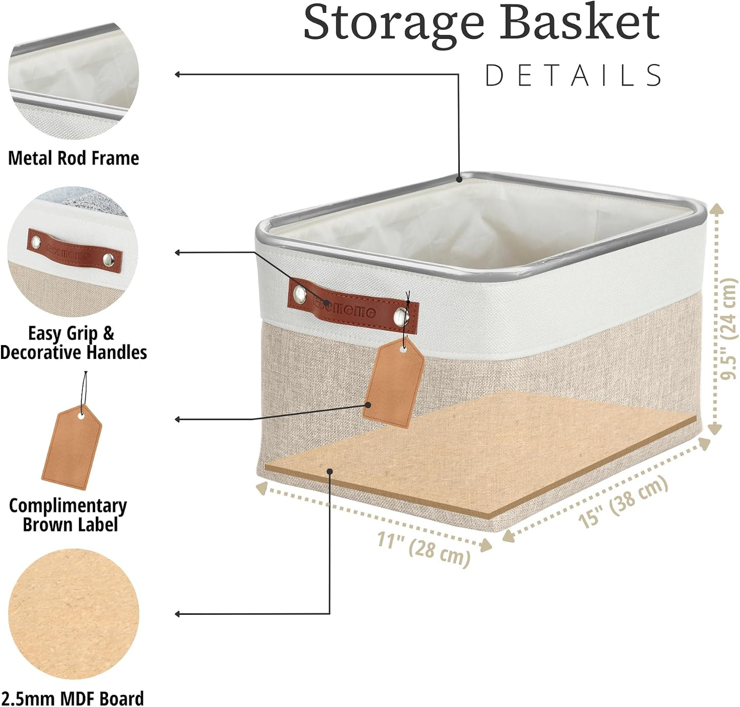 DECOMOMO Storage Bins, Large Fabric Storage Baskets for Shelves 3 Pack