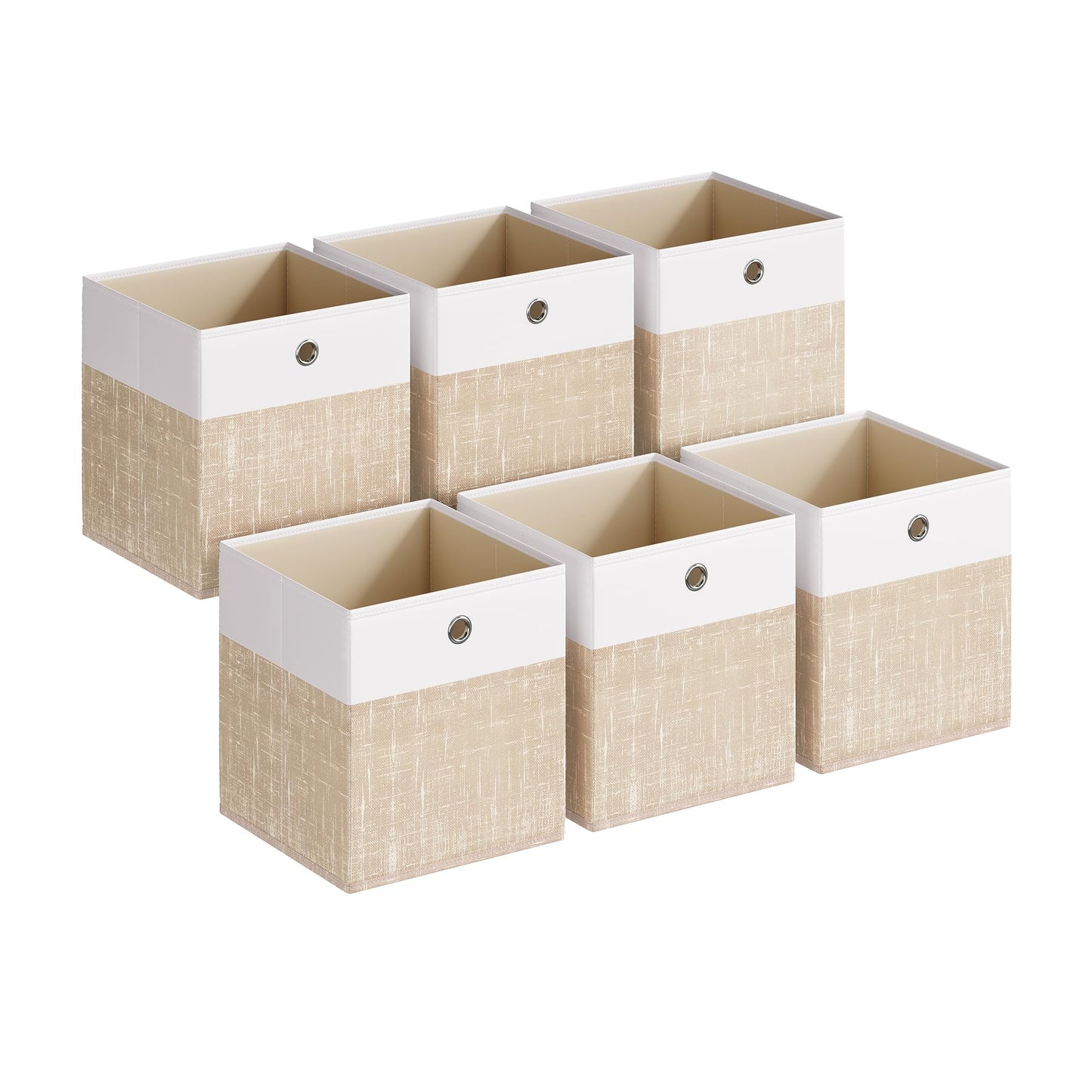 SONGMICS Storage Cubes, Set of 6 Foldable Organizer Boxes with Handles