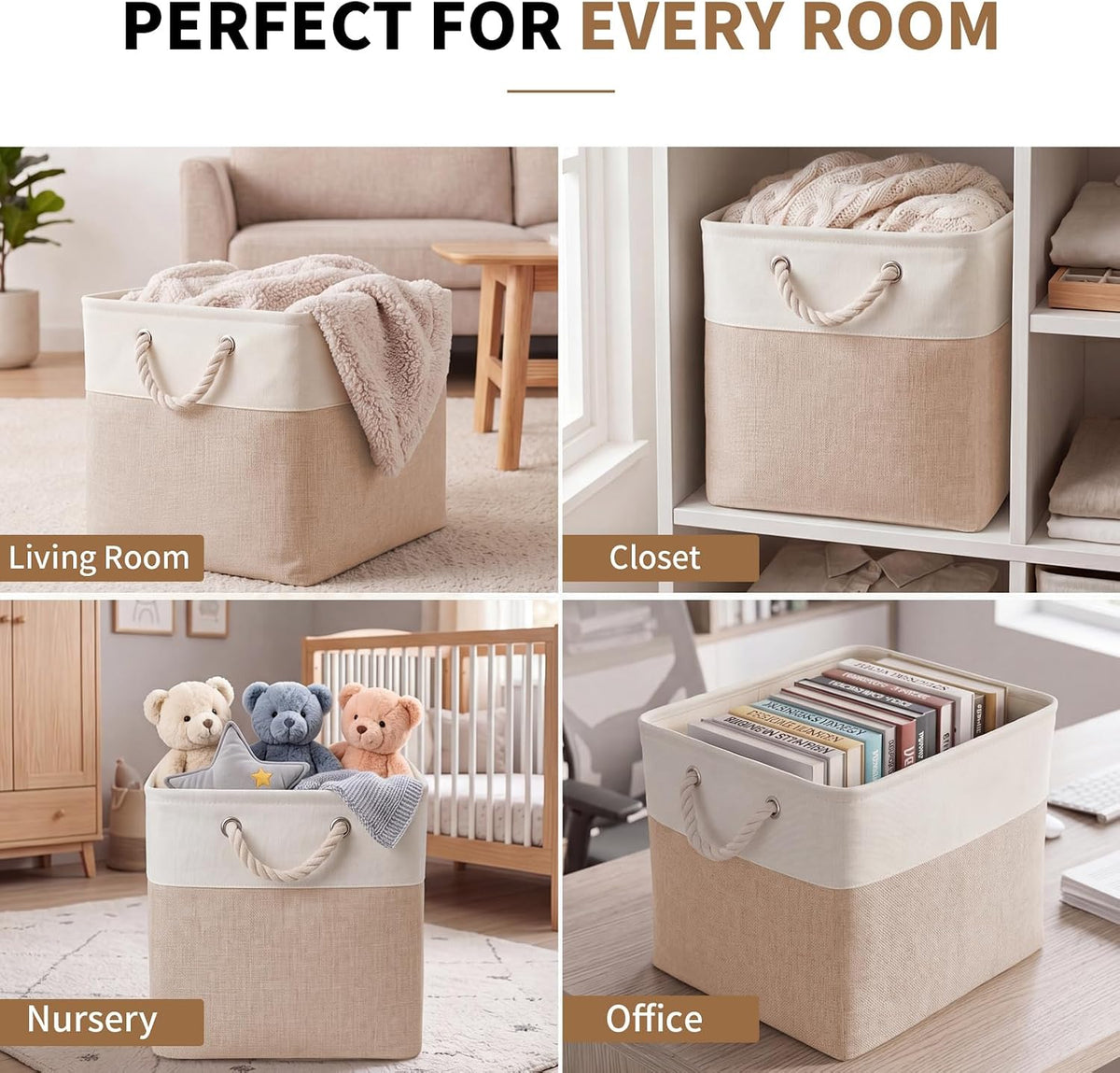 13×15×13 Inch Foldable Fabric Storage Basket with Handles