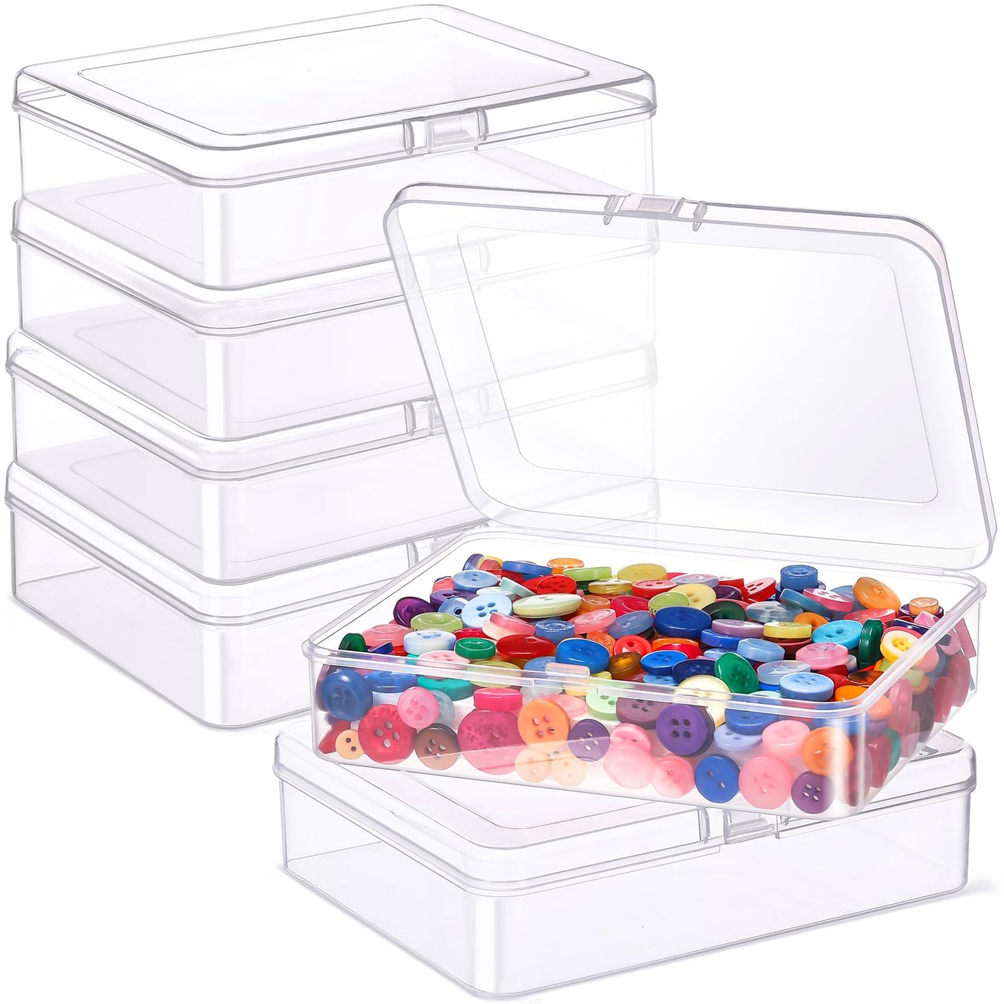 Jetec 6 Pieces Small Clear Plastic Storage Box, 3.3 x 2.1 x 1 Inch