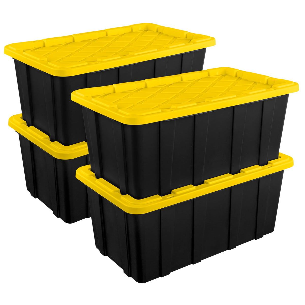 Sterilite Industrial Storage Tote with Lids for Garage, 27 Gallon, 4-Pack