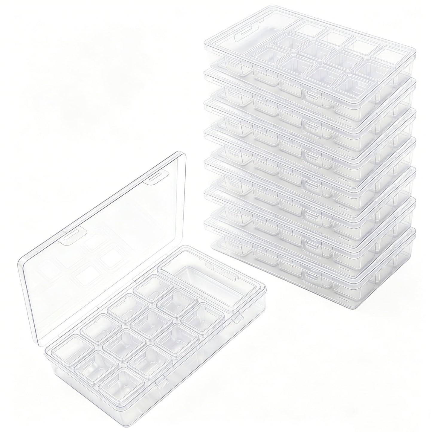 24 Pieces Mixed Sizes Rectangular Empty Mini Clear Plastic Organizer Box