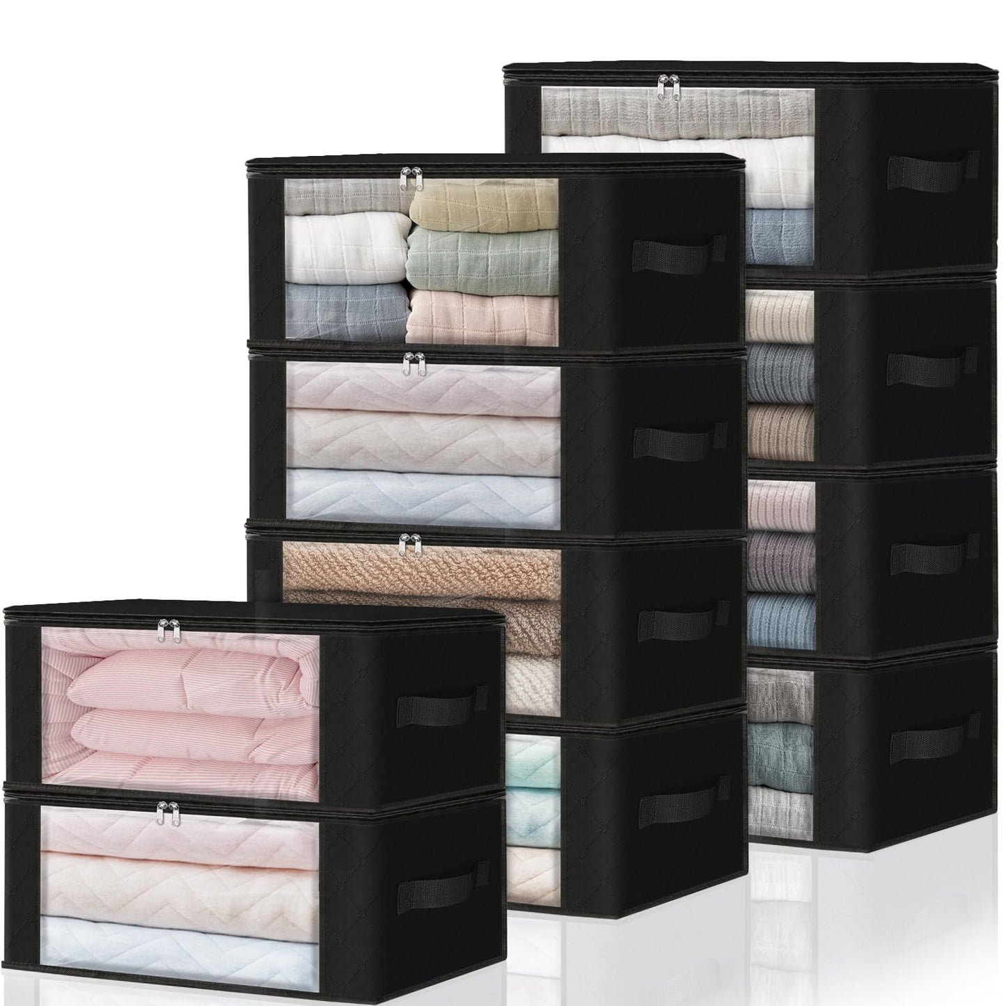 HomeHacks 3-Pack Clothes Organizer Storage Bags, 35L Storage Bins, Gray