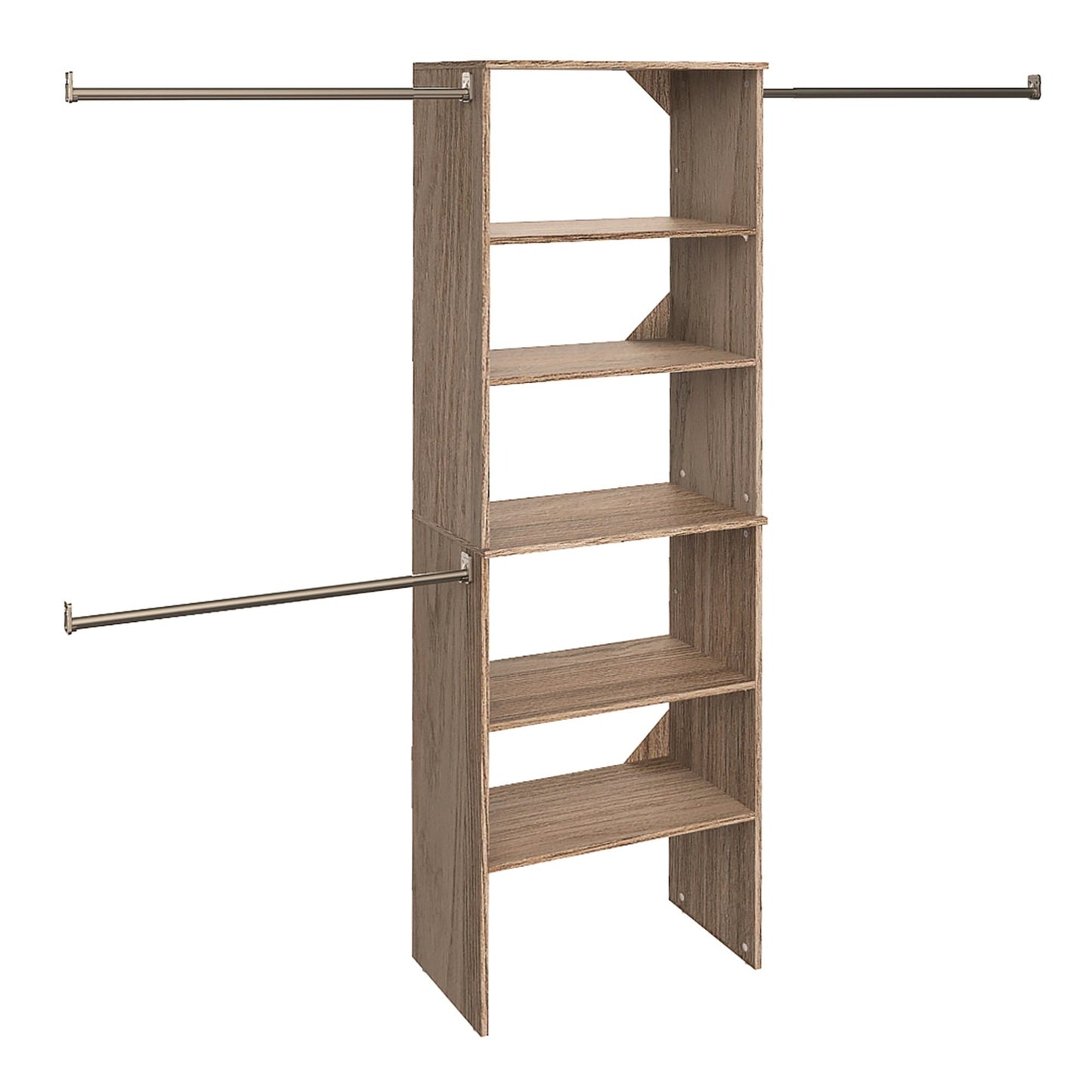 ClosetMaid SuiteSymphony Wood Closet Organizer System, 25-Inch Starter Kit with Tower and 3 Hang Rods and Shelving, Adjustable Shelves, Customizable Insert, Reach-in or Walk-in Closets, Pure White