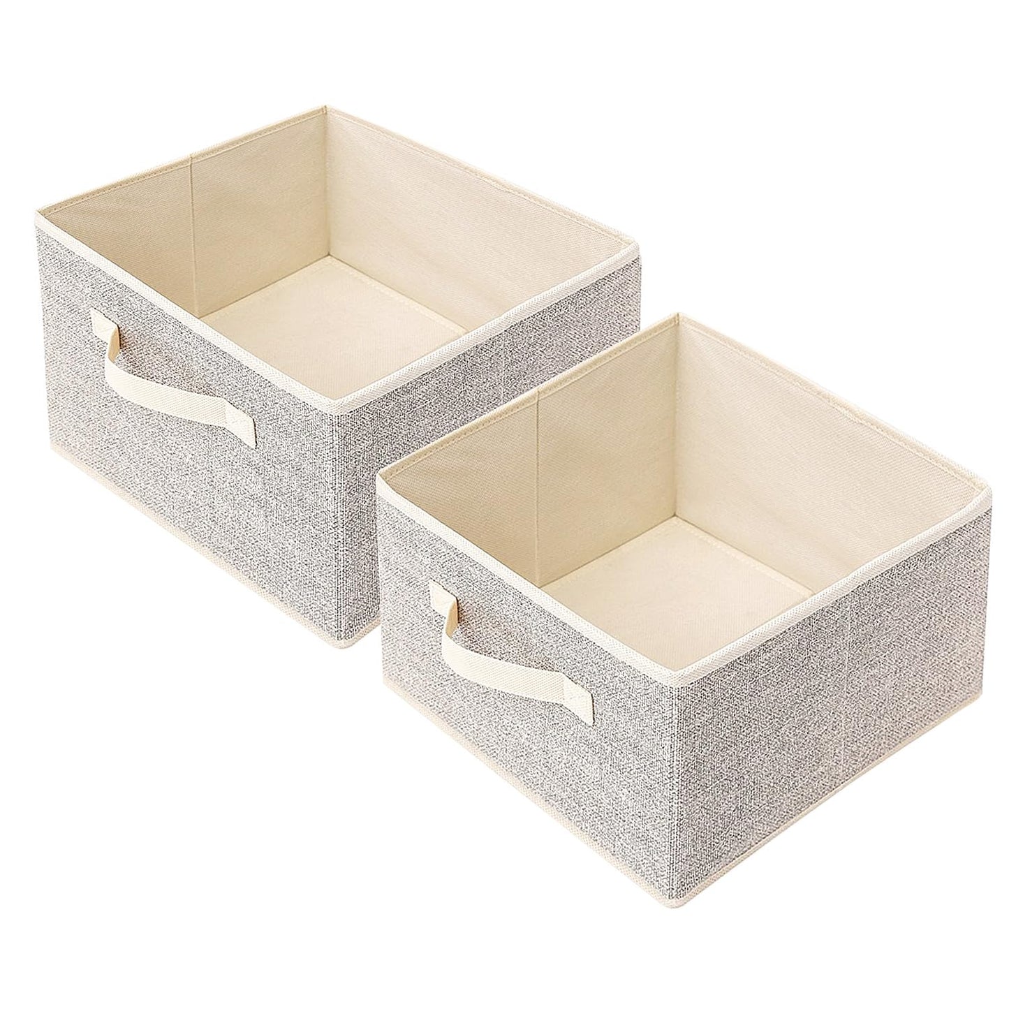Storage Baskets, 11-Inch Woven Fabric Bins, Storage Cubes with Reinforced Handles, Organizer Bins for Closet Shelves, Foldable, for Toys, Clothes, Natural Beige (2PCS/Beige-11*11*7.8inch)