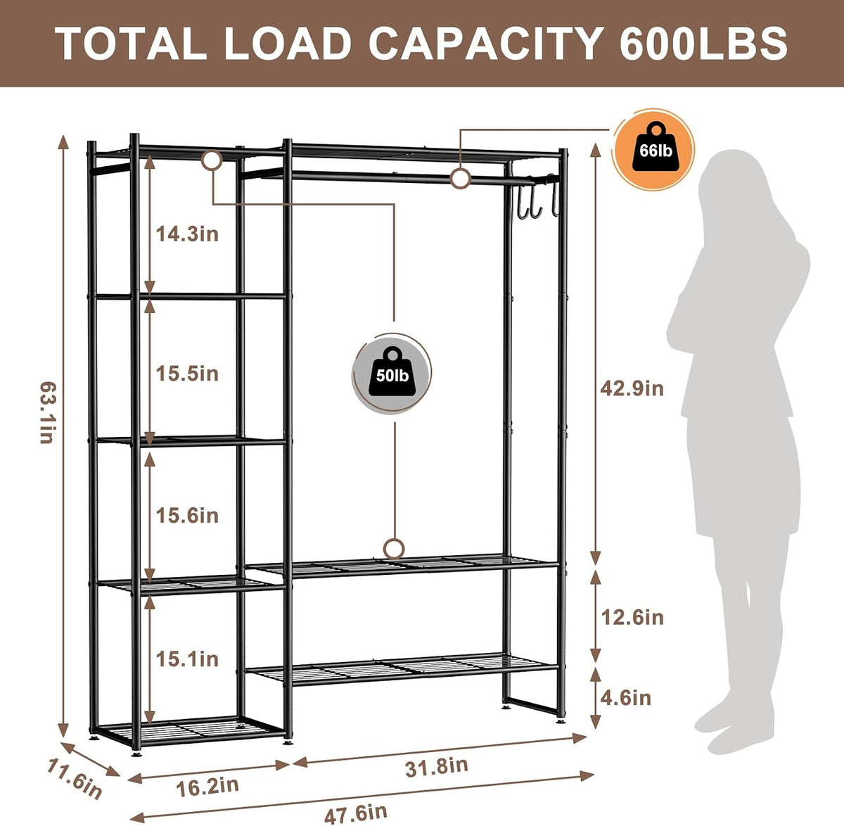 Closet Wardrobe, Closet Organizers and Storage System, Metal Clothes Rack