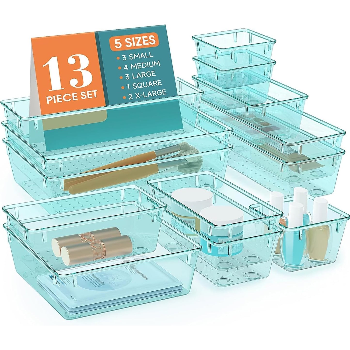 StorMiracle 28 PCS Clear Plastic Drawer Organizers Set, 4 Size Desk Drawer Organizer Trays for Makeup, Jewelry, Kitchen Utensils, Gadgets and Office Accessories