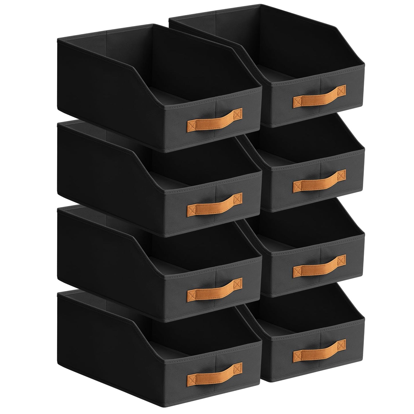 Homsorout Fabric Storage Bins for Organizing - 6 Pack Large Trapezoid Collapsible Storage Bins with Front Handle, Closet Organizers and Storage for Bedroom, Home Shelves, Small Spaces, Beige
